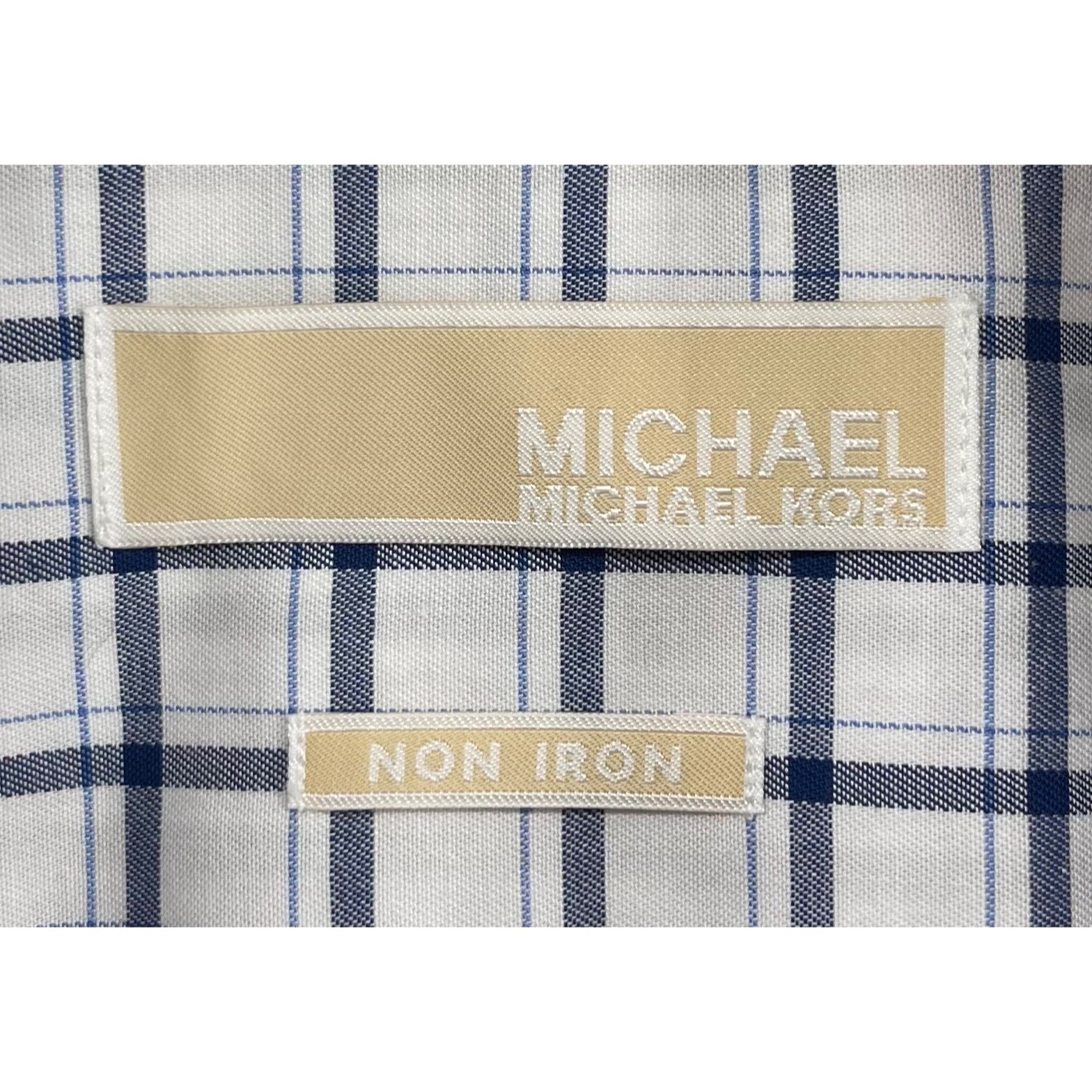 Michael Kors Men's Size XXL (18 36/37) Navy & White Striped Collared Dress Shirt