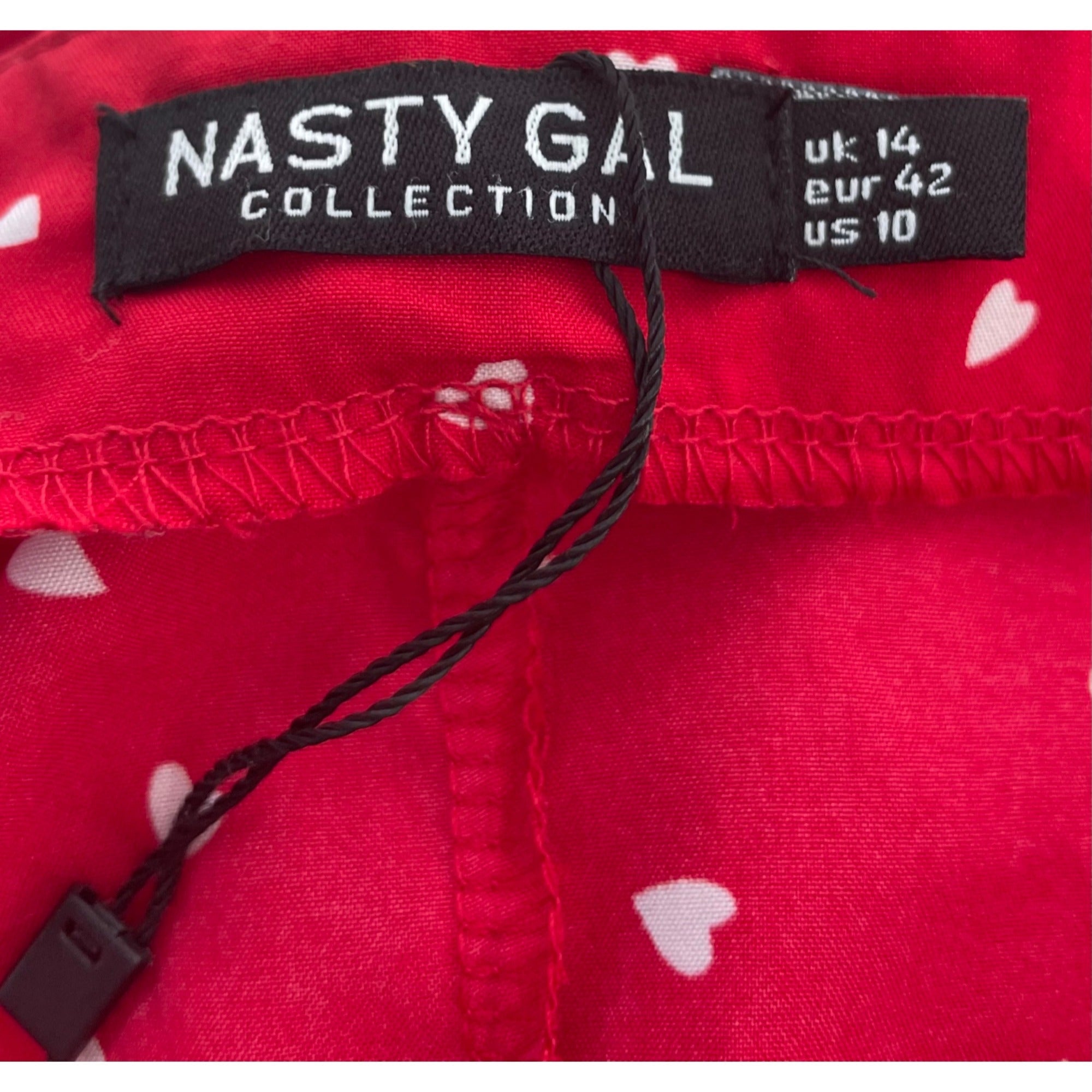 NWOT Nasty Gal Women's Size 10 Red & White Heart Print Summer Mini Tank Dress