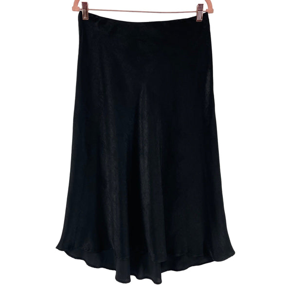 Zara Women's Size Large Black Satin Boho Maxi A-Line Ruffle Skirt