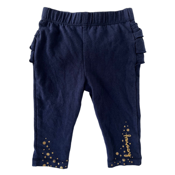 Cat & Jack Baby Girl's Size 0-3 Months Navy Ruffle Bottom Leggings