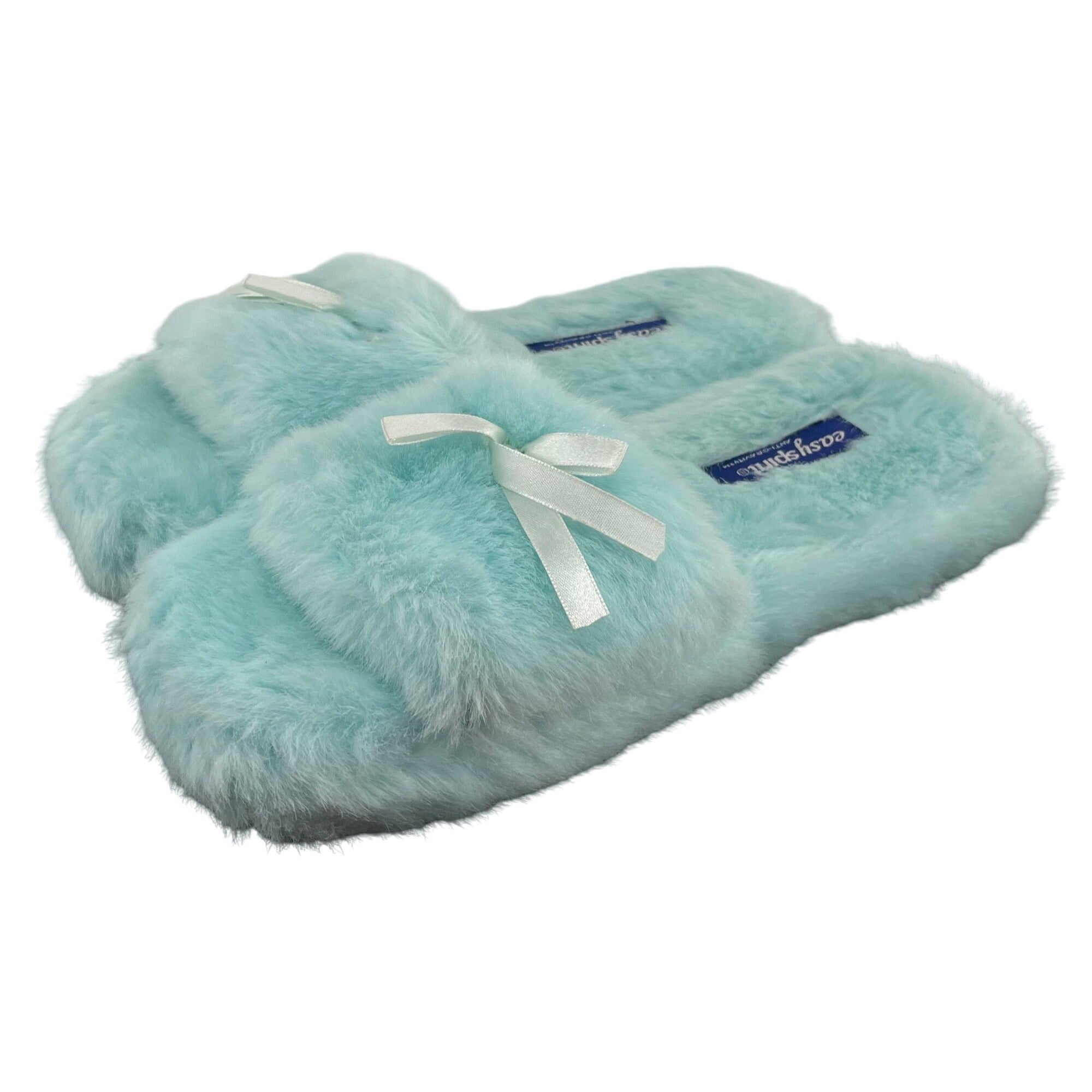 Easy Spirit Women's Size 7.5 Anti-Gravity Teal Green Faux Fur Flip Flop Slippers