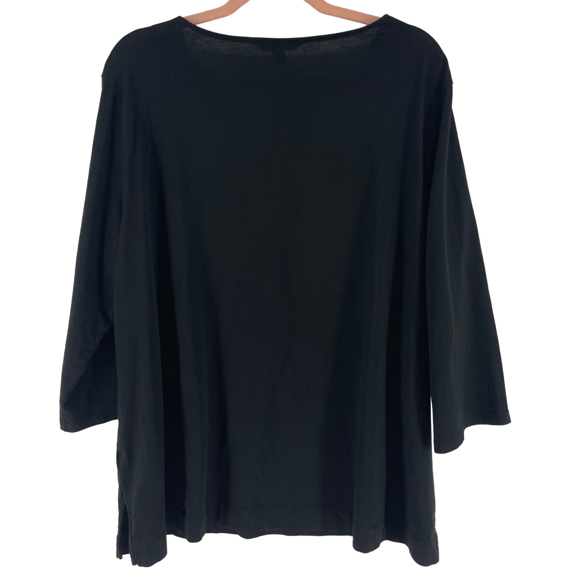 Ralph Lauren Women's Size 3X Black 3/4 Quarter Length Sleeve Top