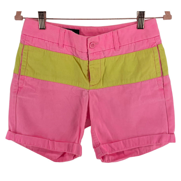 J. Crew Broken In Boyfriend Women's Size 00 Neon Pink & Yellow Shorts