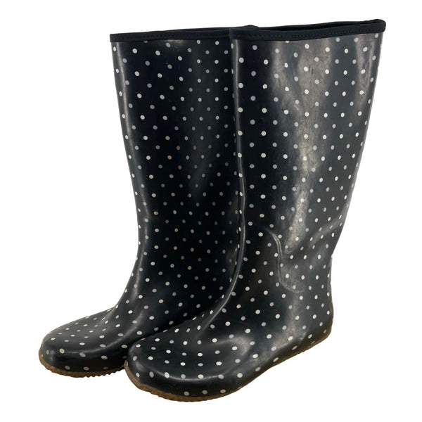 Target Women's Size Mid-Calf Black & White Polka Dot Rubber Rain Boots