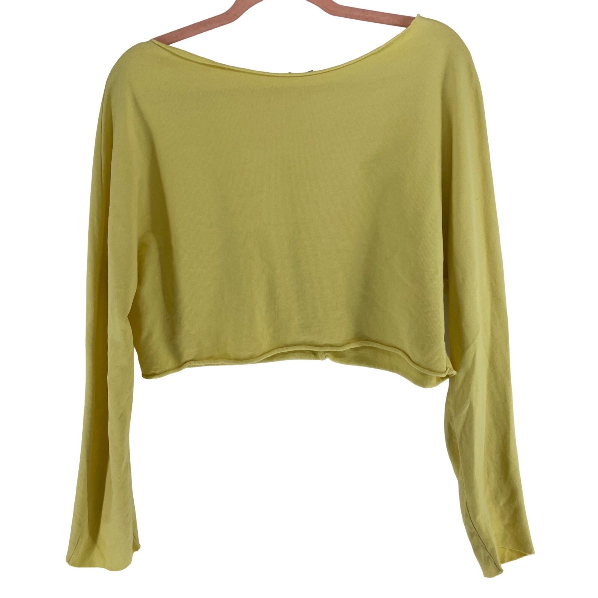 Women's Size Medium Long-Sleeved Cropped Slouchy Yellow Sweatshirt