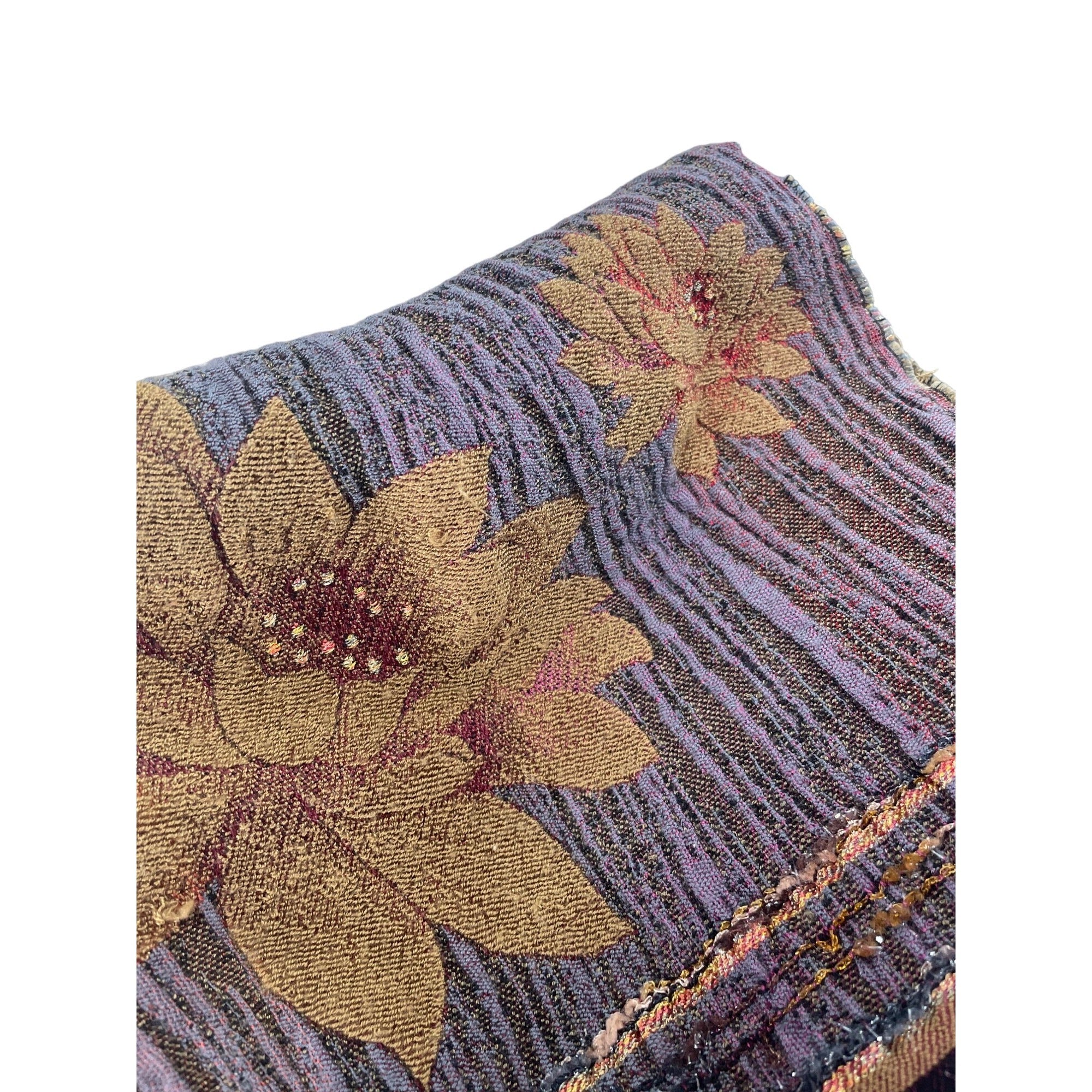 Women's Floral Embroidered Multi-Colored Scarf W/ Tassel Fringe