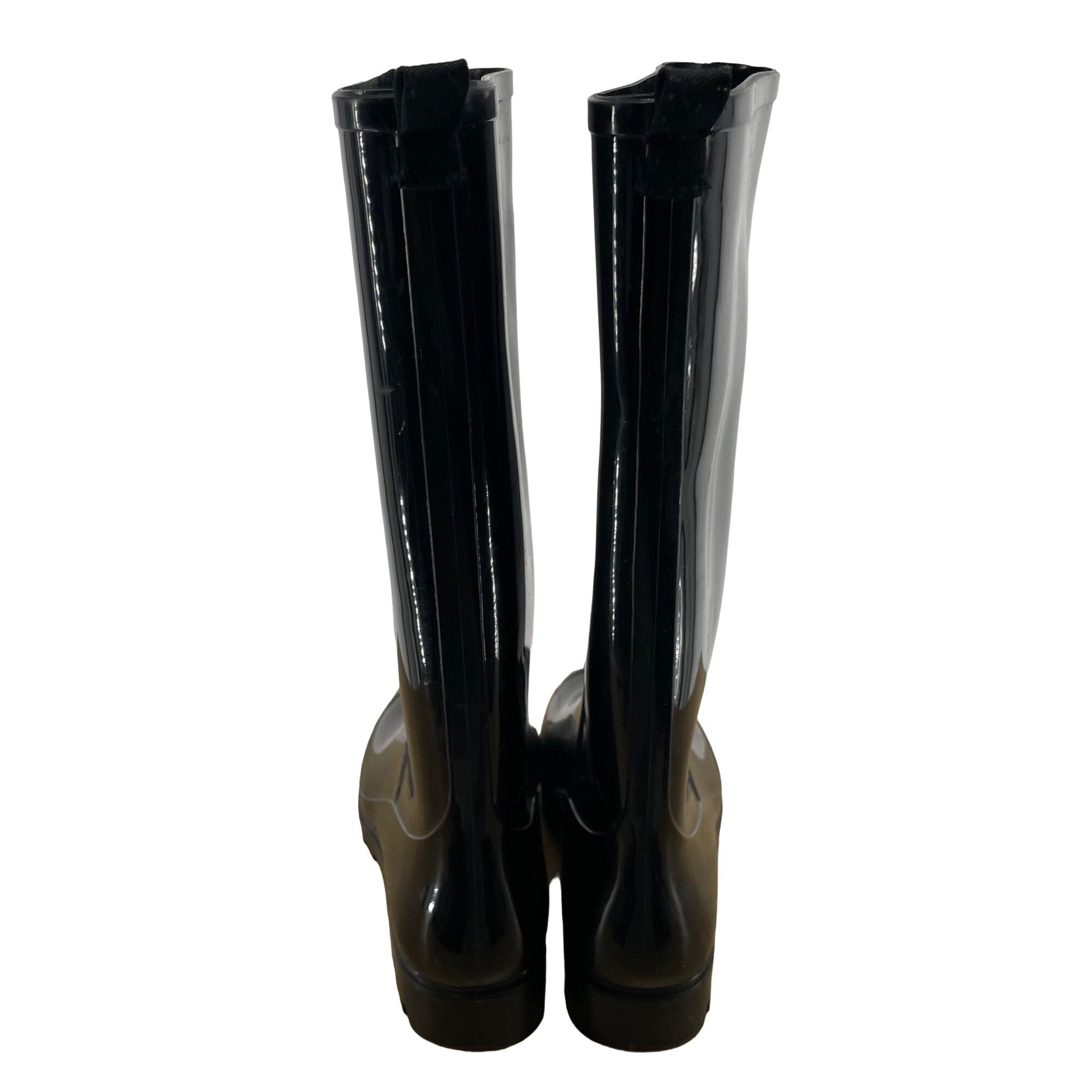 Billito Women's Size 7 Black Mid-Calf Rubber Waterproof Rain Boots