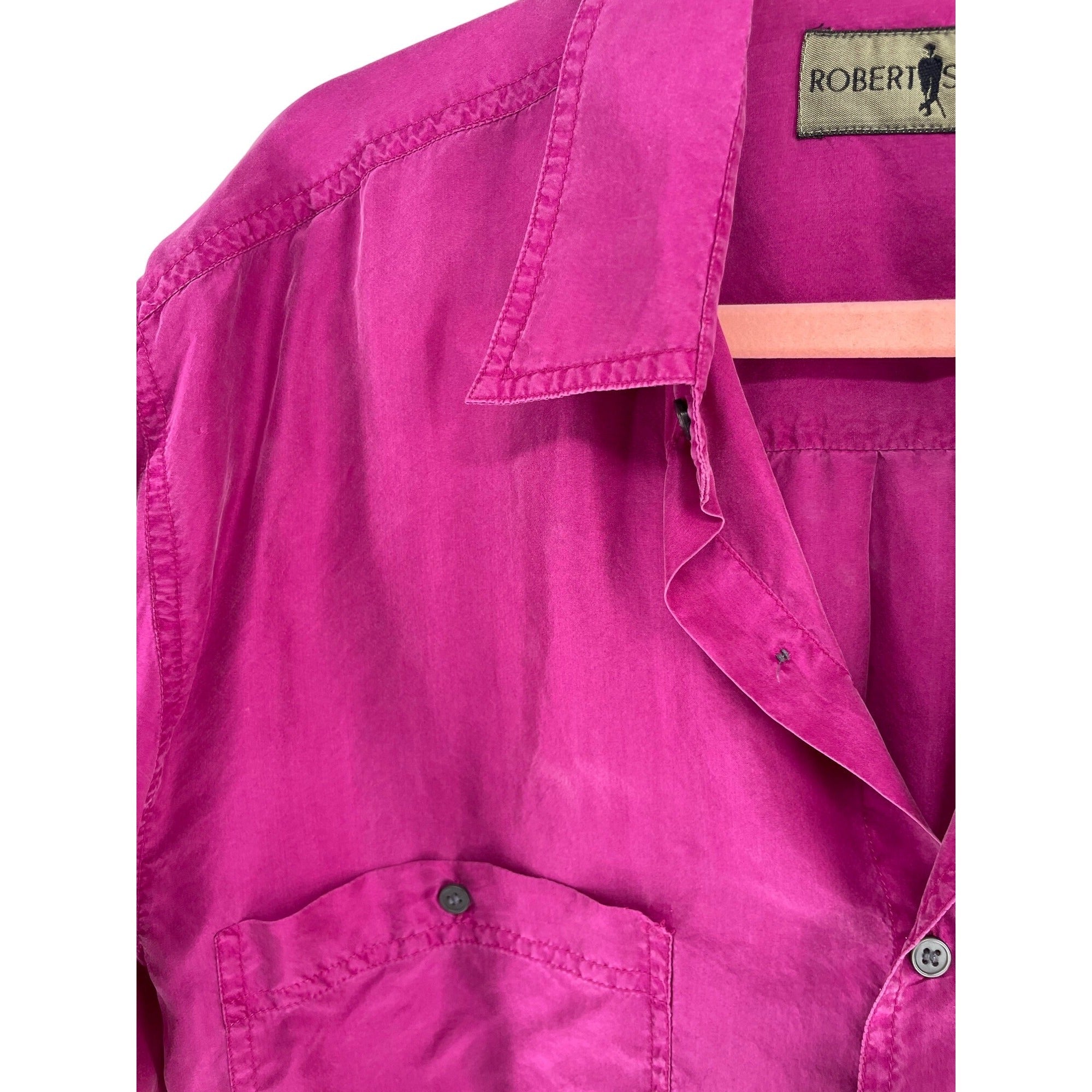 Robert Stock Women's Size Small Over-Sized Fuchsia/Magenta Silk Button-Down Top