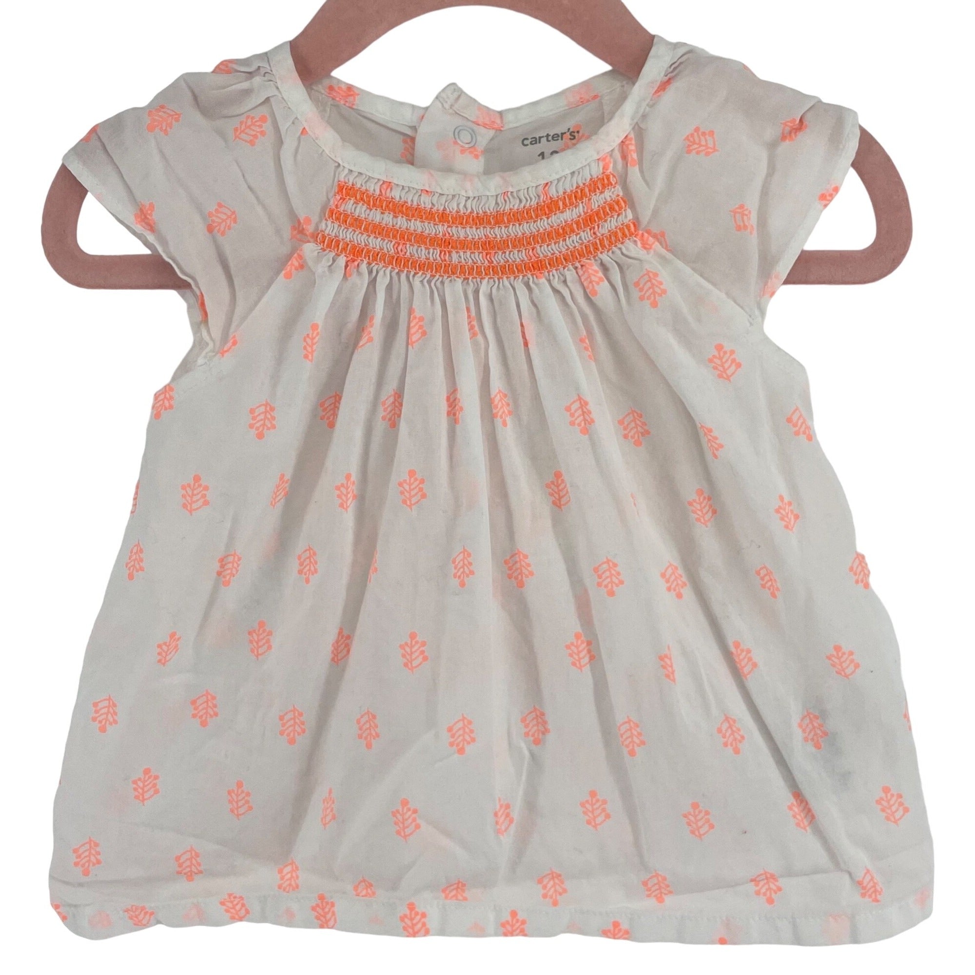 Carter's Baby Girl's Size 12 Months White & Orange Shirt