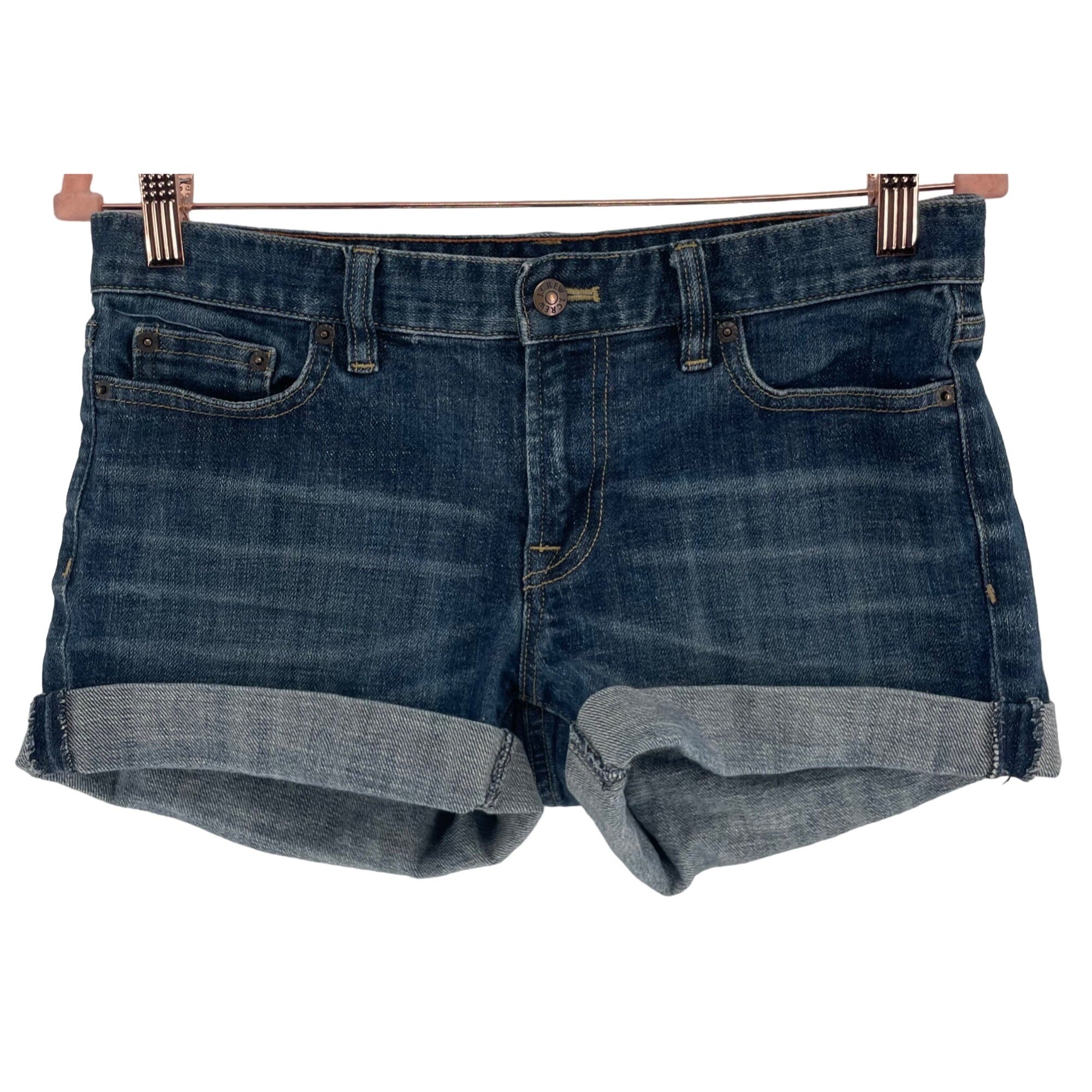 J. Crew Women's Size 4 Hipslung Stretch Whiskered Denim Whiskered Shorts