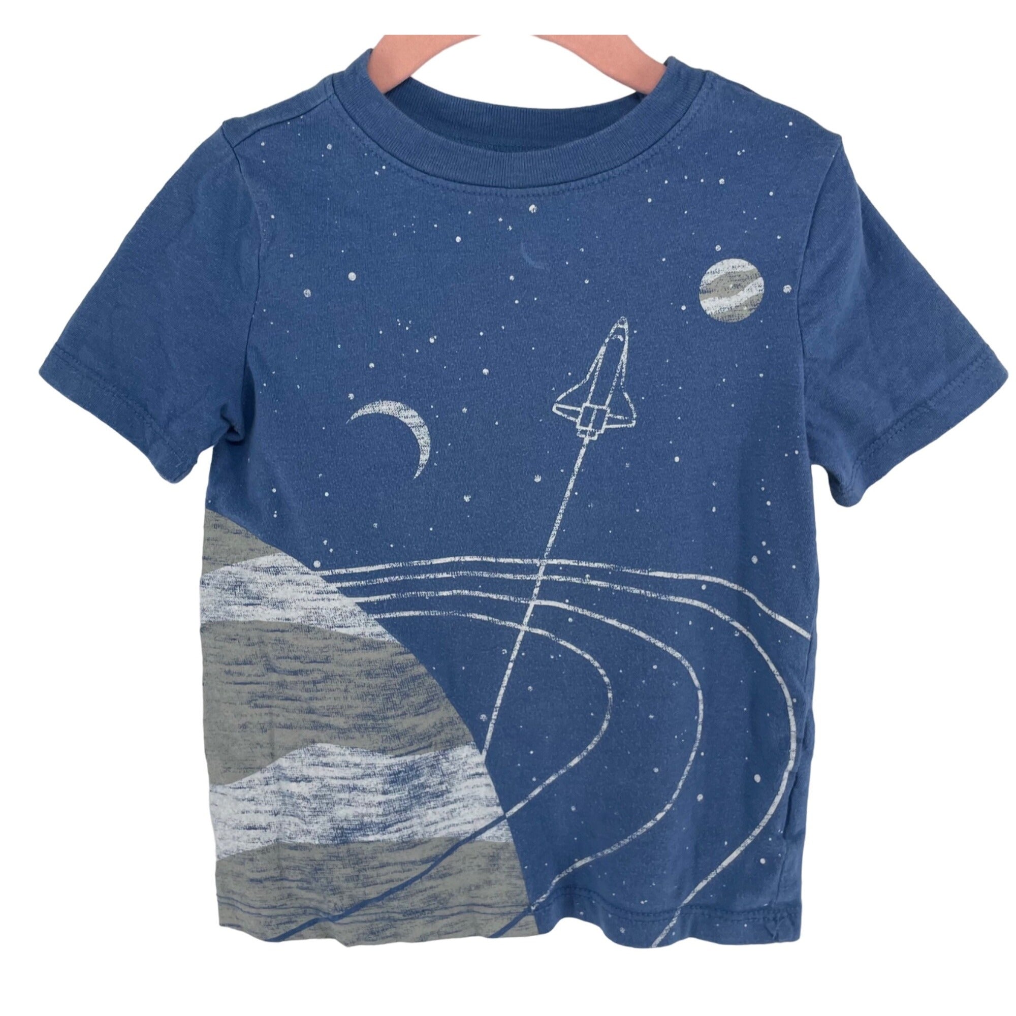 Old Navy Boy's Size 3T Blue/Grey/White Graphic Outer Space T-Shirt