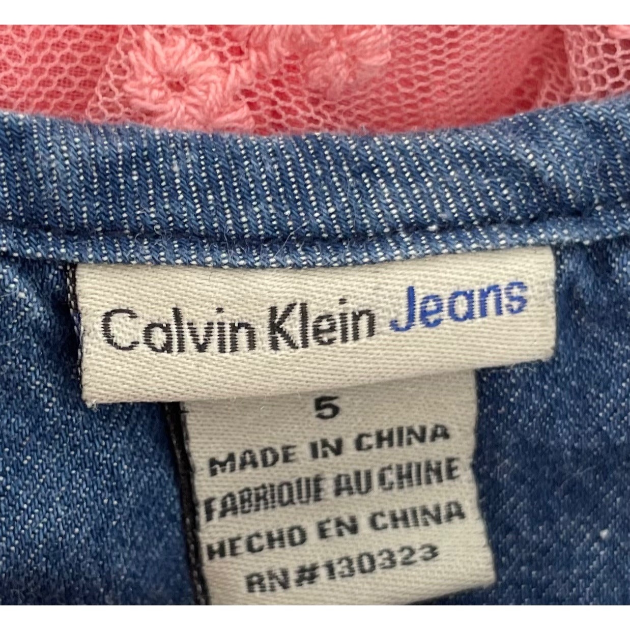 Calvin Klein Jeans Girl's Size 5 Pink & Blue Tutu & Denim Dress