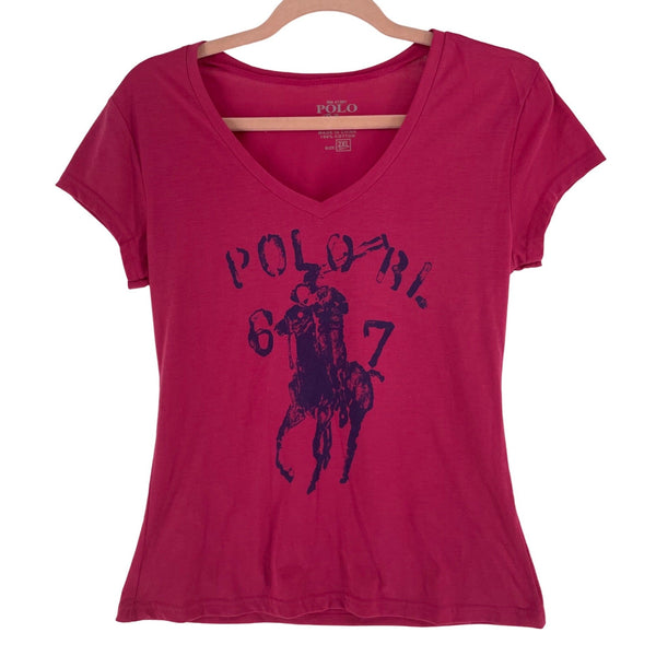 NWOT Polo Ralph Lauren Women's Size 2XL V-Neck Fuchsia/Purple Graphic T-Shirt