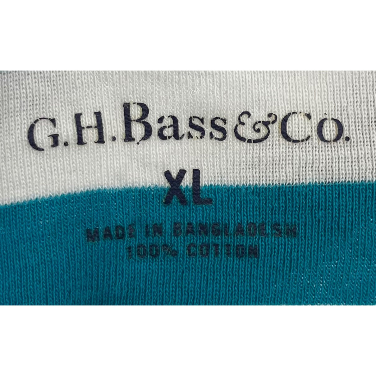 G.H. Bass & Co. Women's Size XL Teal & White Striped Long-Sleeved Top