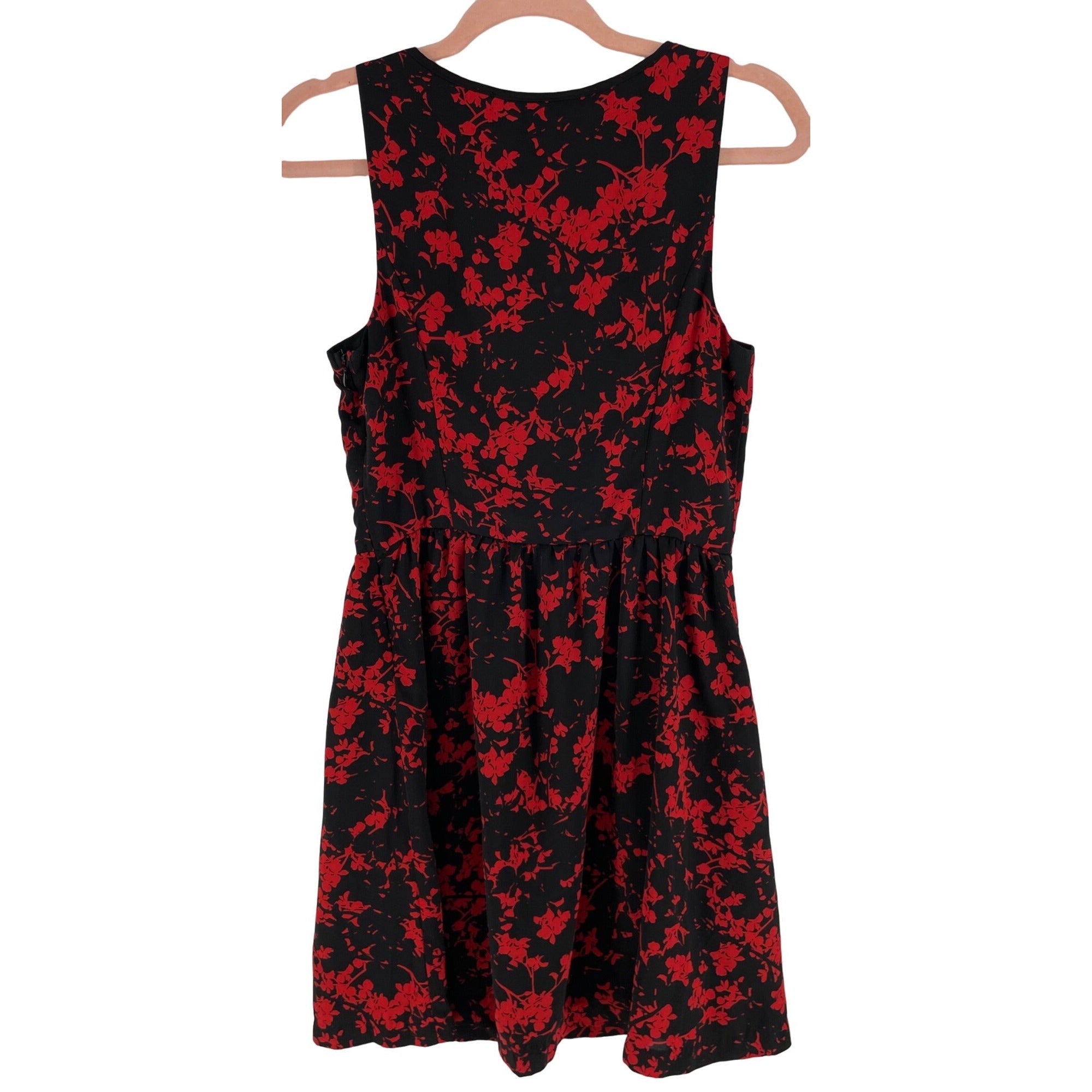 Kensie Women's Size Small Red & Black Floral Print Dress W/ Lace Bodice