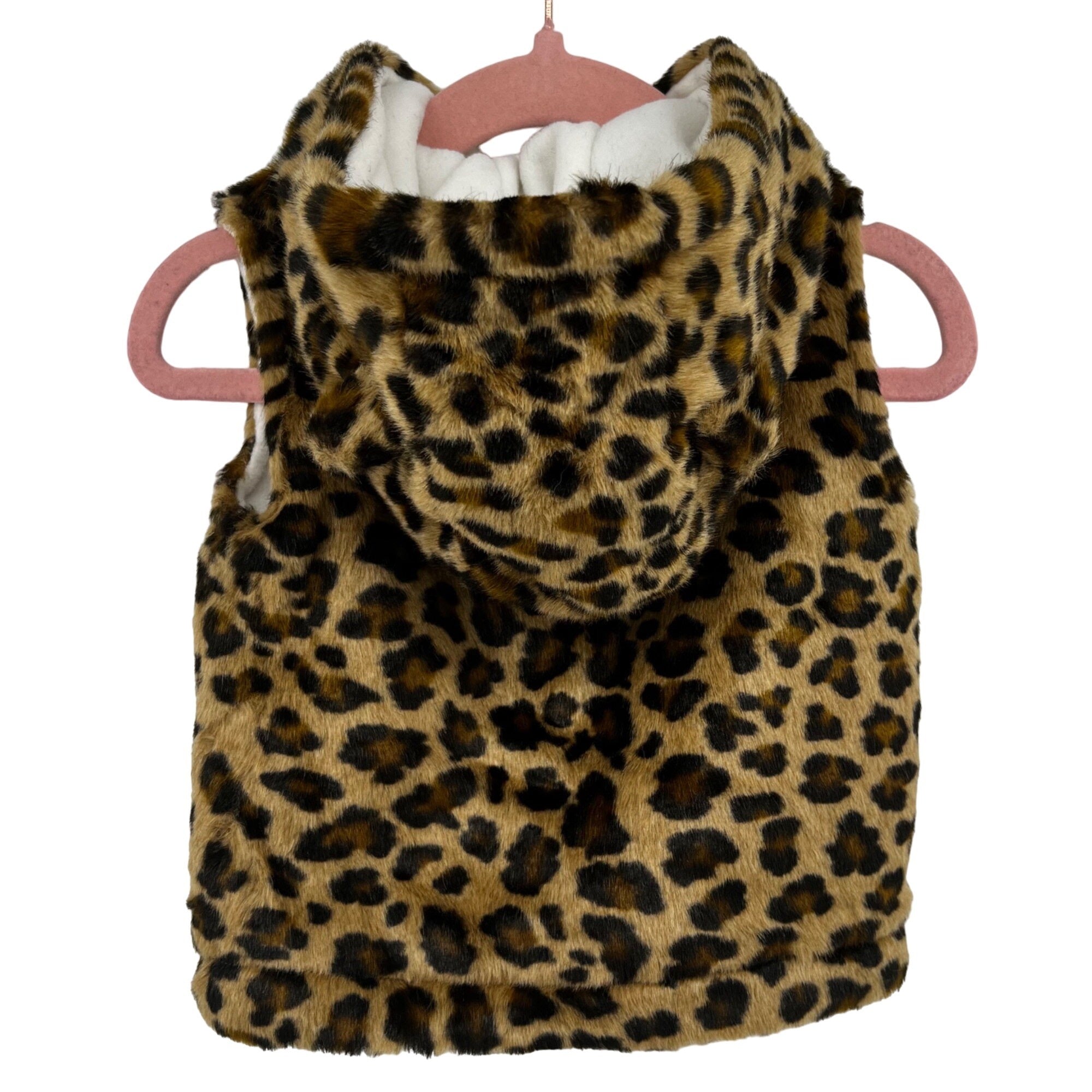 Carter's Girl's Size 12 Months Black & Brown Leopard Print Faux Fur Hoodie Vest