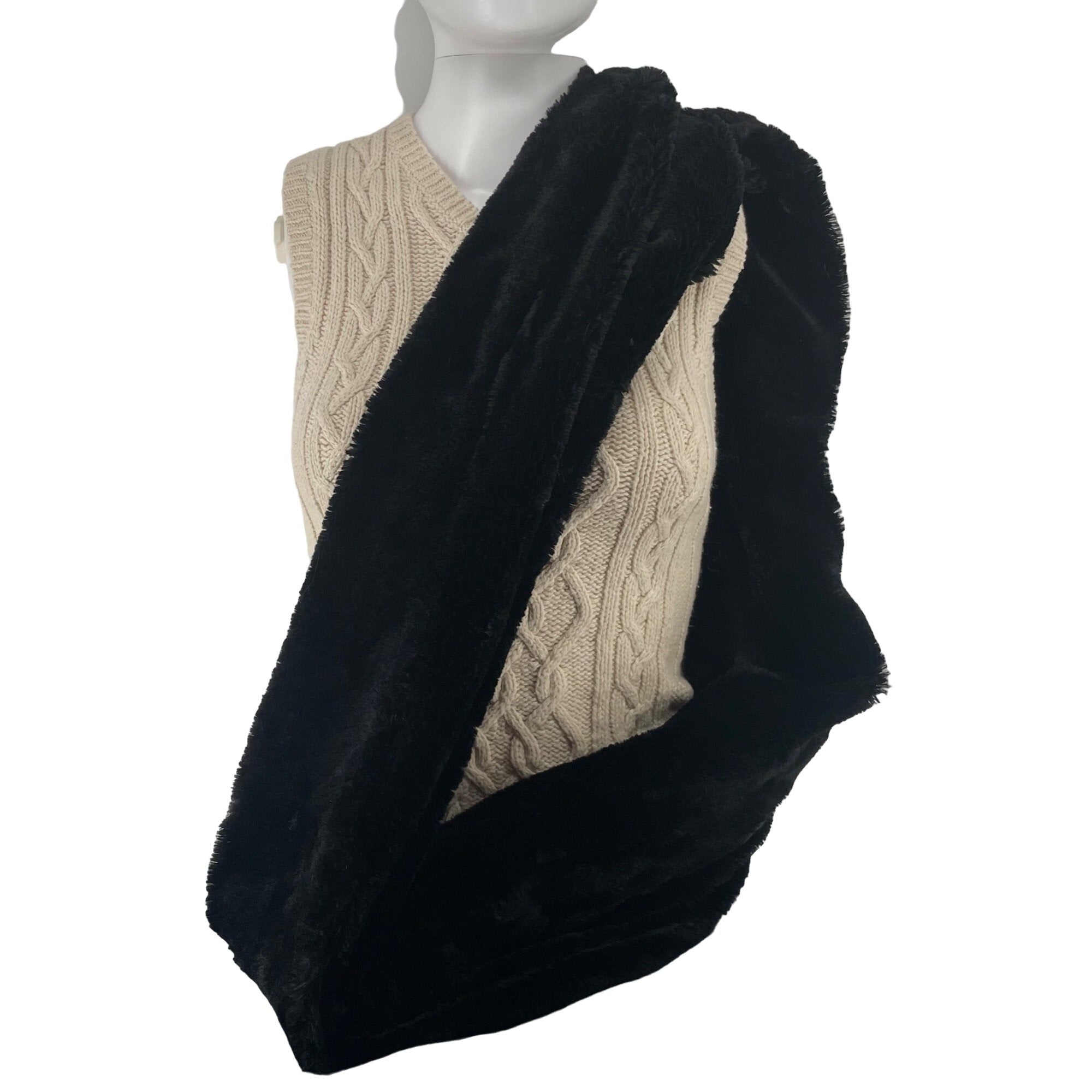 West Loop Women's Black Faux Fur Infinity Loop Snood Scarf