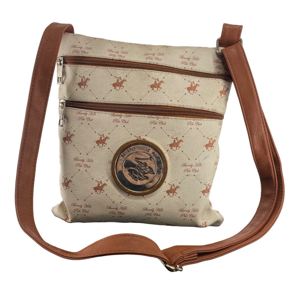 Beverly Hills Polo Club Women's Faux Leather Tan & Brown Shoulder Crossbody Bag