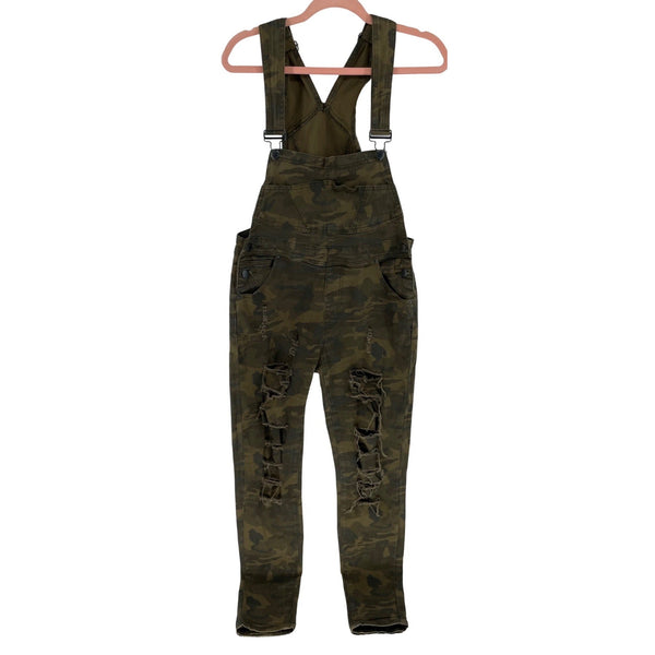 American Bazi Women's Size Large Army Green Military Skinny Distressed Dungarees/Overalls