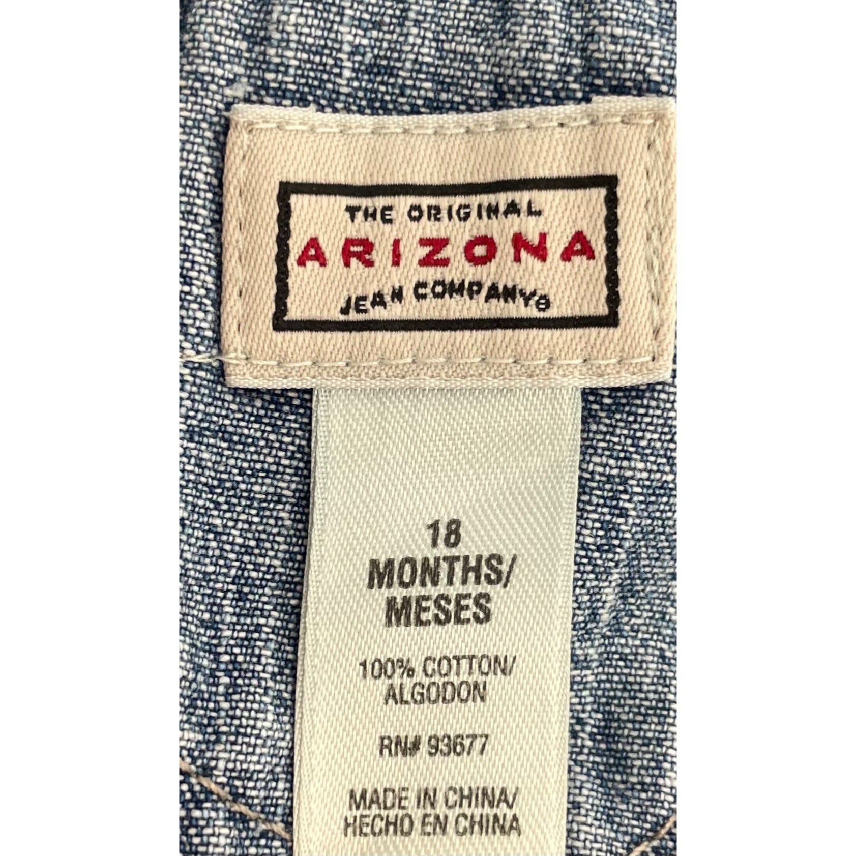 Arizona Jean Company Baby's Unisex Size 18 Months Denim Overalls