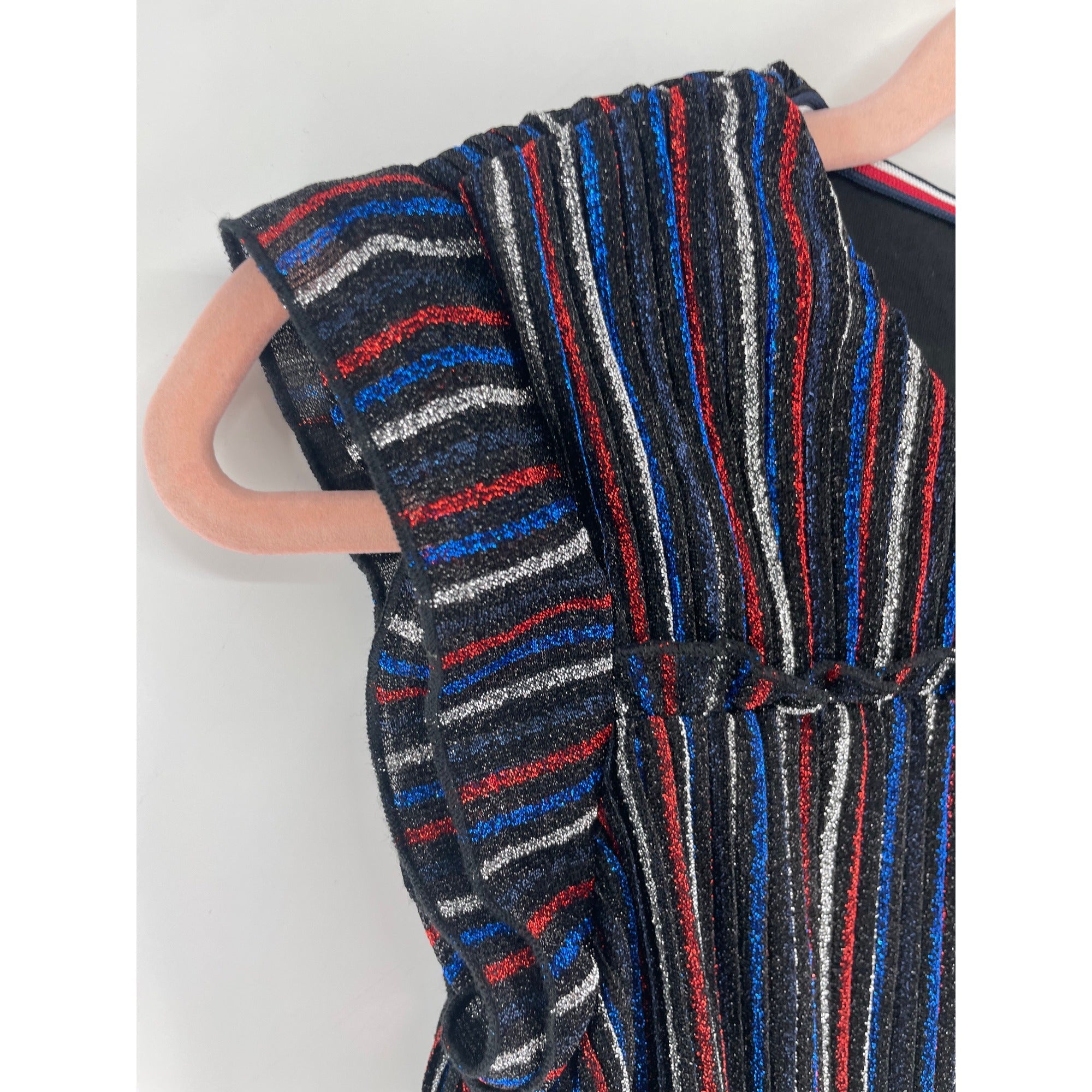 Tommy Hilfiger Girl's Size XL (16) Black/Red/Blue/Silver Sparkly Striped Dress