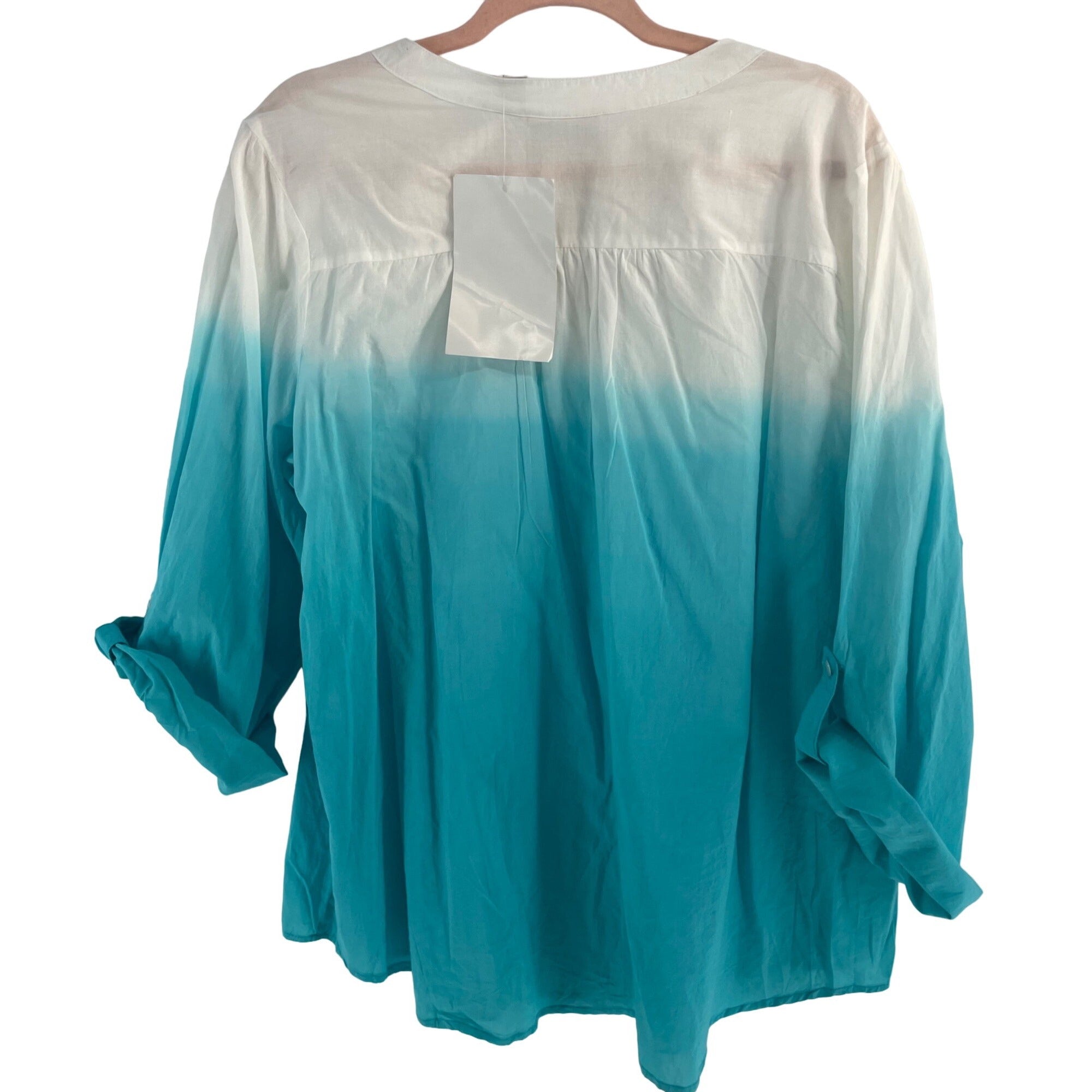 NWT Collections Etc. Women's Size XL Teal & White Top