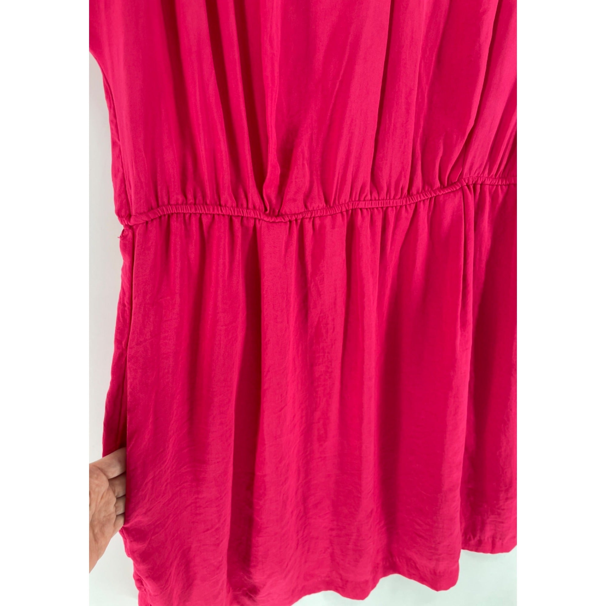 Zara Basic Women's Size XL Fuchsia Satin Short-Sleeved Mini Dress