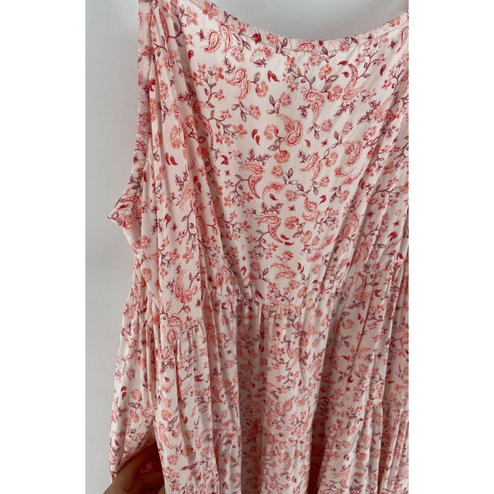 Old Navy Women's Size XXL Orange & White Floral Spaghetti Strap A-Line Dress