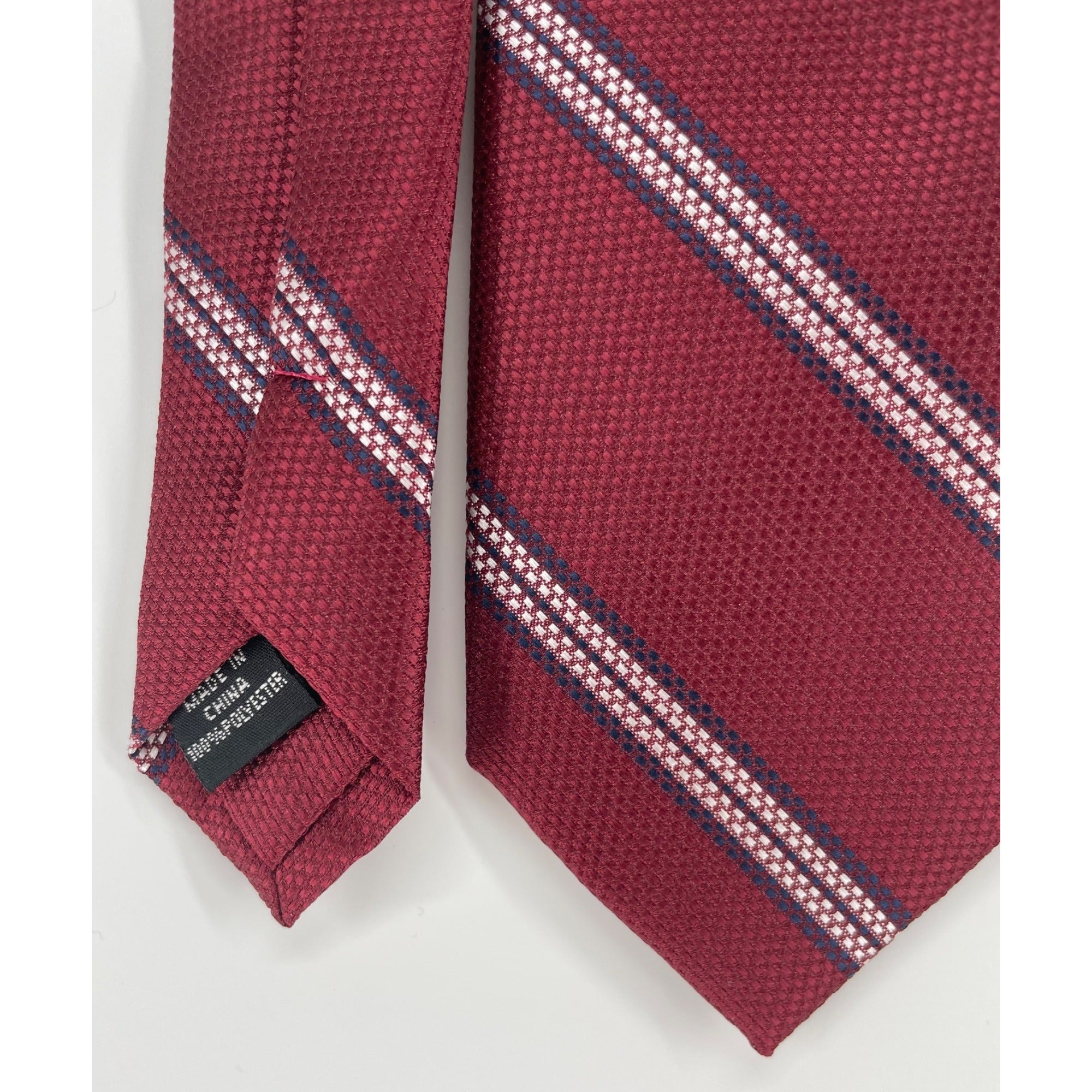 Perry Ellis Portfolio Men's Red, White & Navy Striped Dress Tie