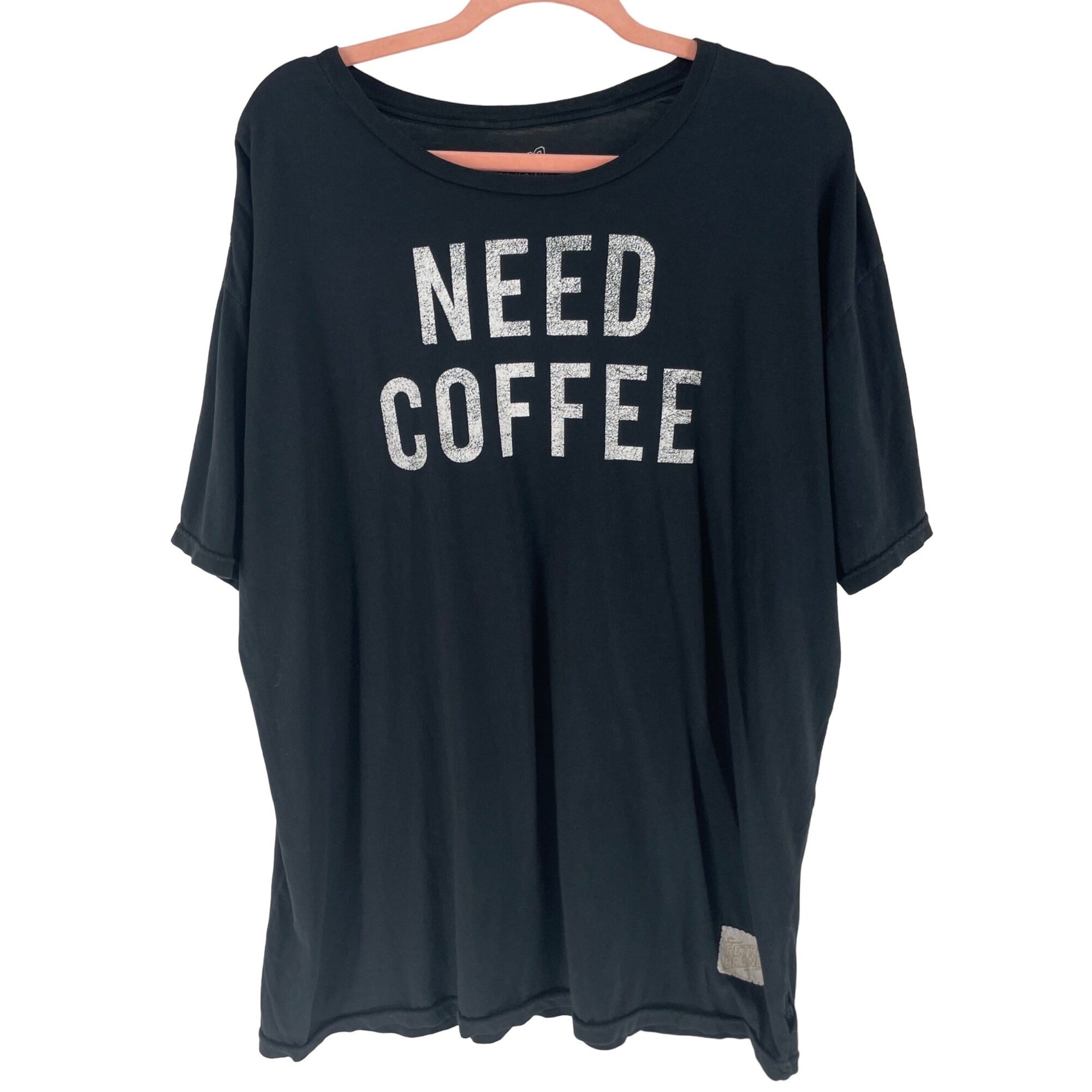 The Original Retro Brand Men's Size X Large Black & White "Need Coffee" T-Shirt