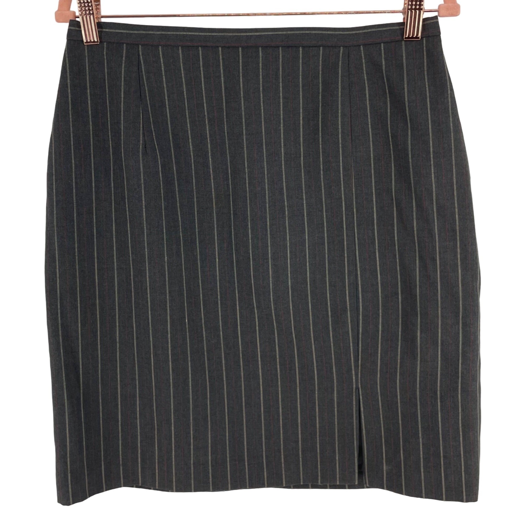 Apostrophe Women's Size 12 Grey/Red/Tan Pinstriped Pencil Skirt