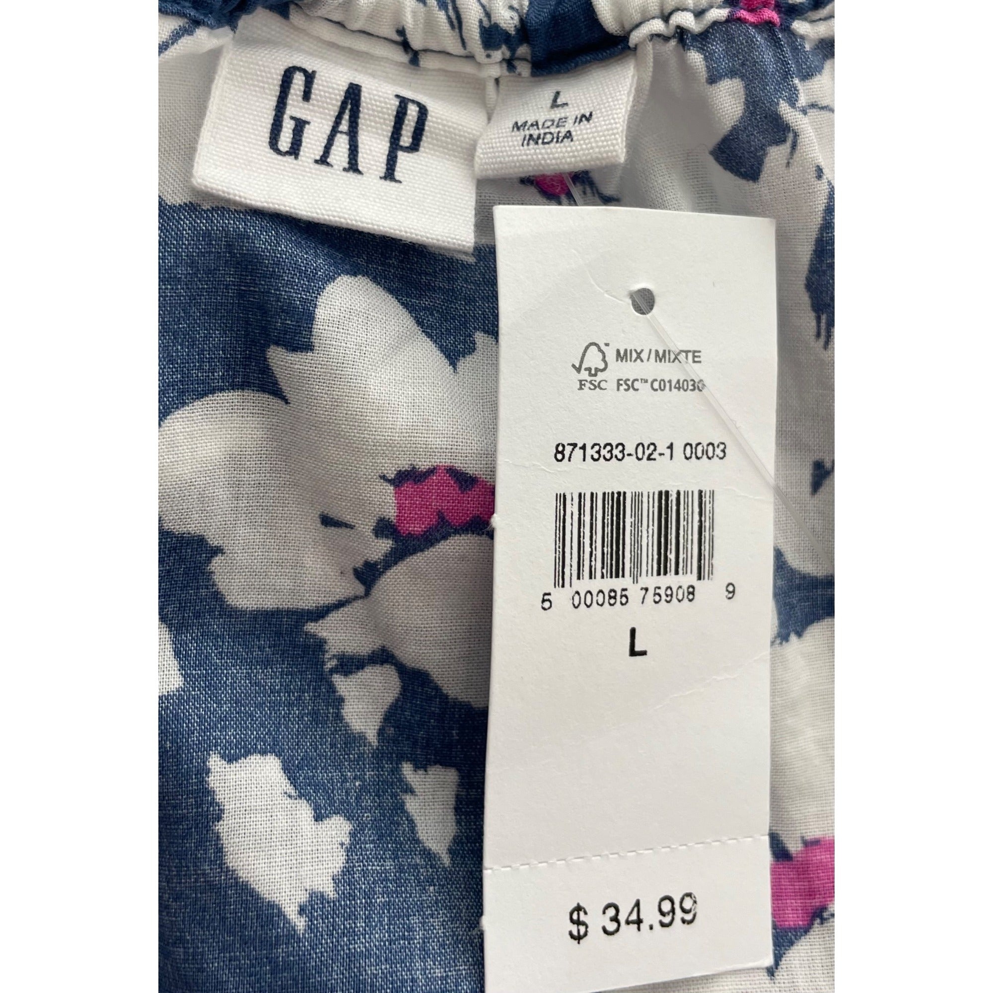 NWT GAP Women's Size Large Blue/White/Pink Floral Sheer Tank Top