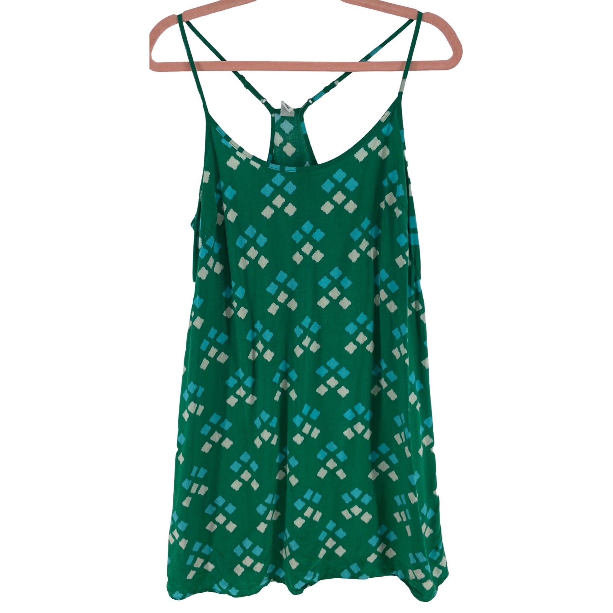 Old Navy Women's Size Medium Green/White/Blue Spaghetti Strap Summer Mini Dress