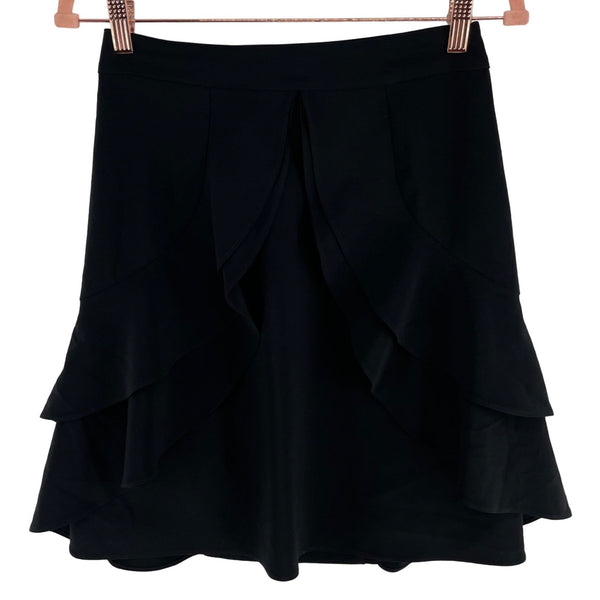 Alannah Hill Women's Size 8 Black Ruffle Trim Midi Skirt