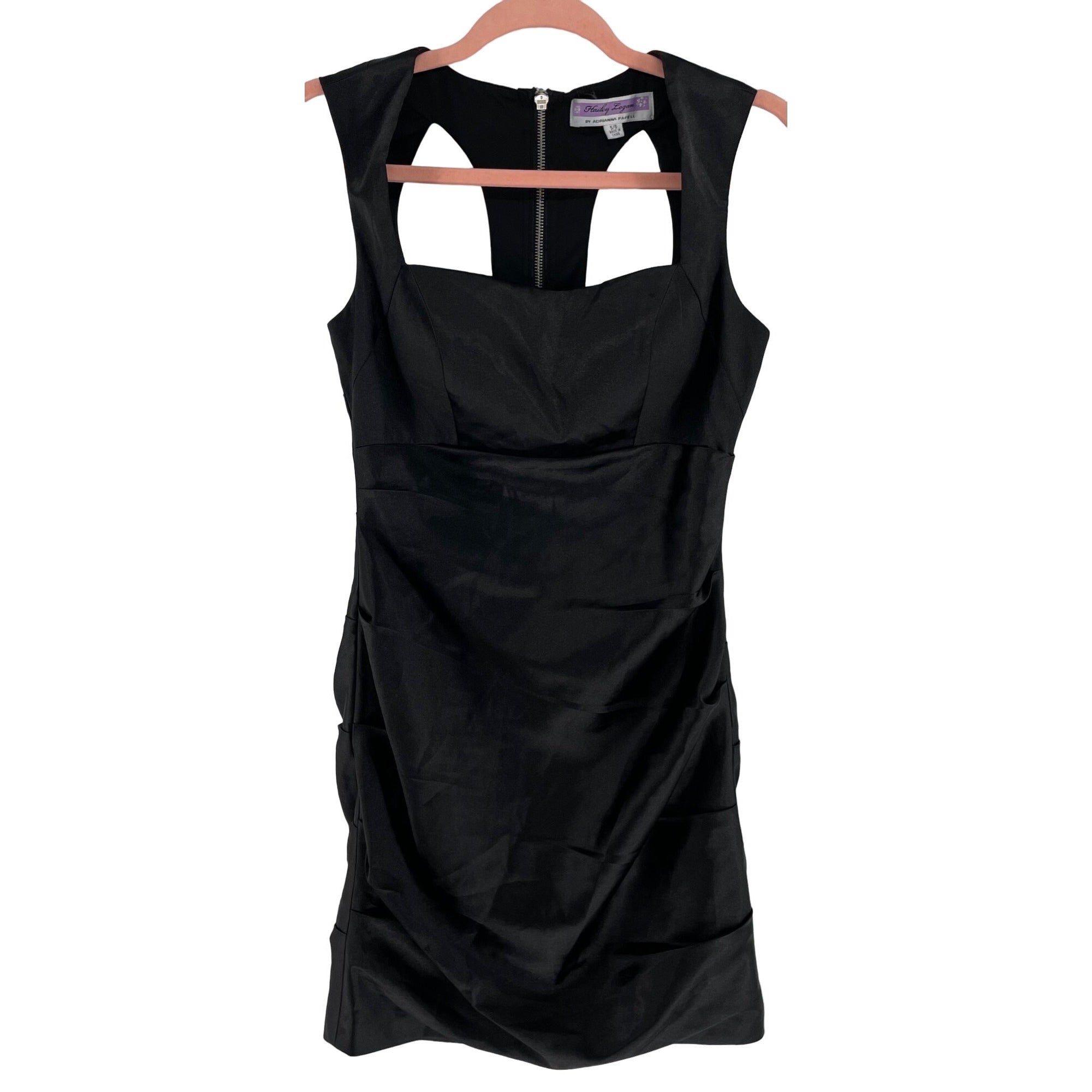 Adrianna Papell X Hailey Logan Women's Size 5/6 Black Satin Cocktail Dress