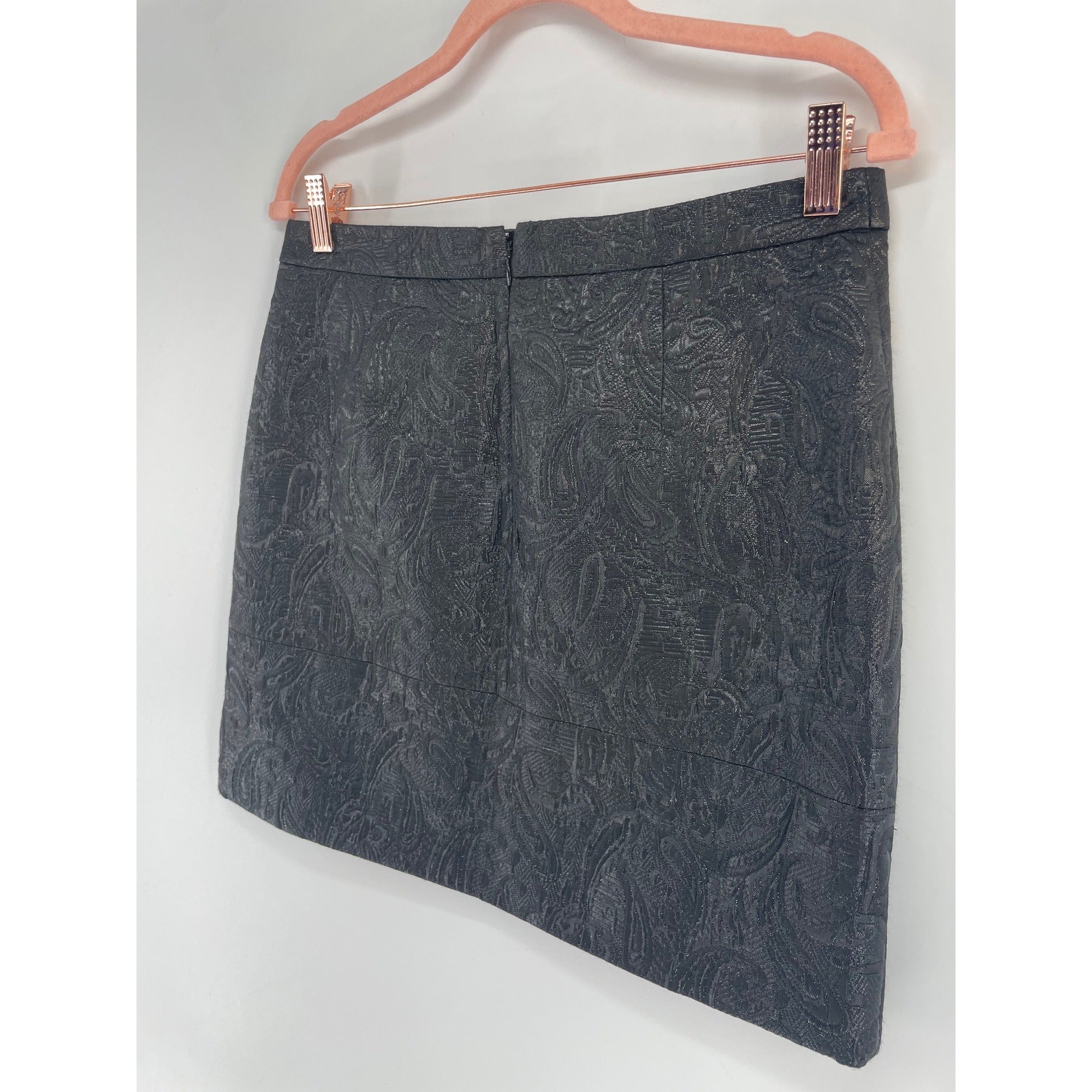 J. Crew Women's Size 4 Black Metallic Paisley Print Mini Skirt