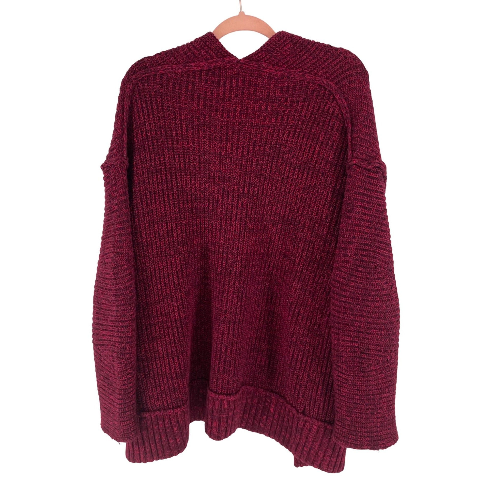 Free People Women's XS Oversized Maroon/Burgundy/Wine Cardigan Sweater