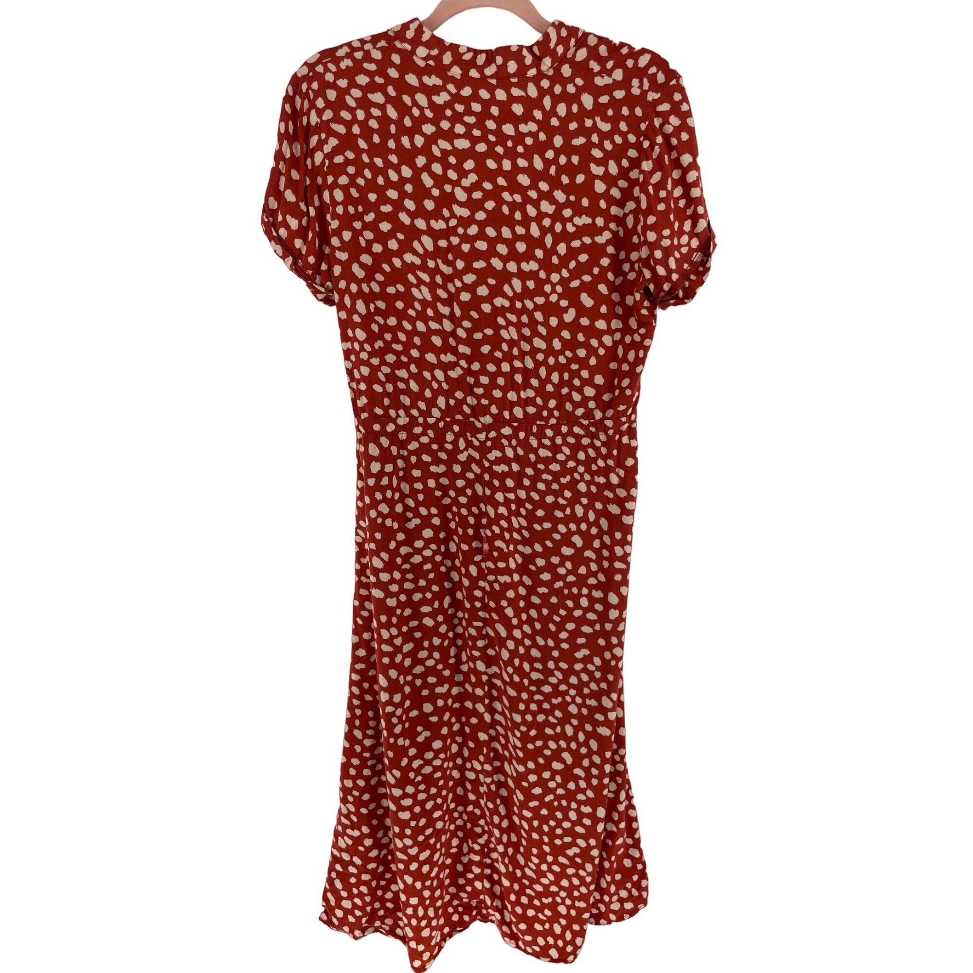 Shein Women's Size Small Burnt Orange & Cream Waist Tie Dot Dress