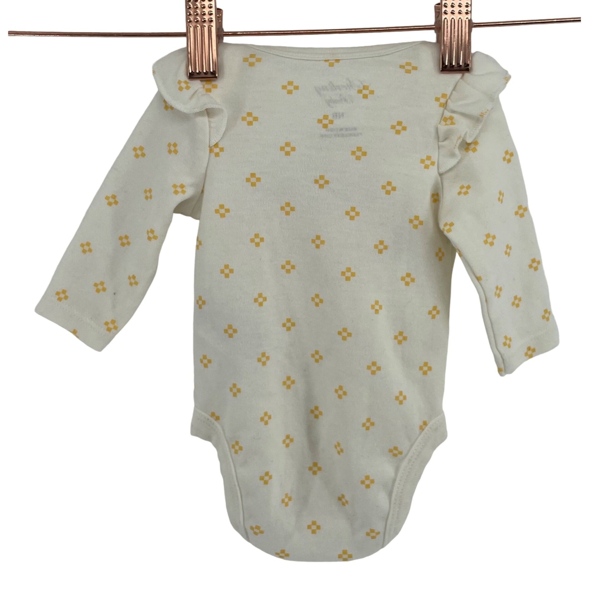 Sterling Baby Girl's Size Newborn Yellow & Cream Fox Print Onesie