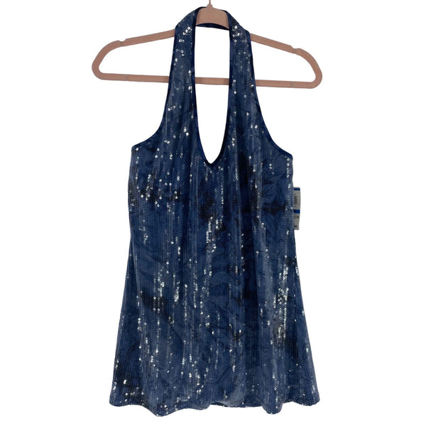 NWT I.N.C. International Concepts Women's Size XL Blue Sequin Halter Top