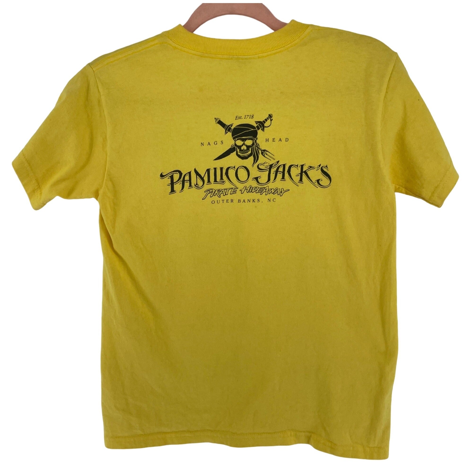 Anvil Pamlico Jack's Kid's Unisex Size L Yellow Crew Neck NC Pirate T-Shirt