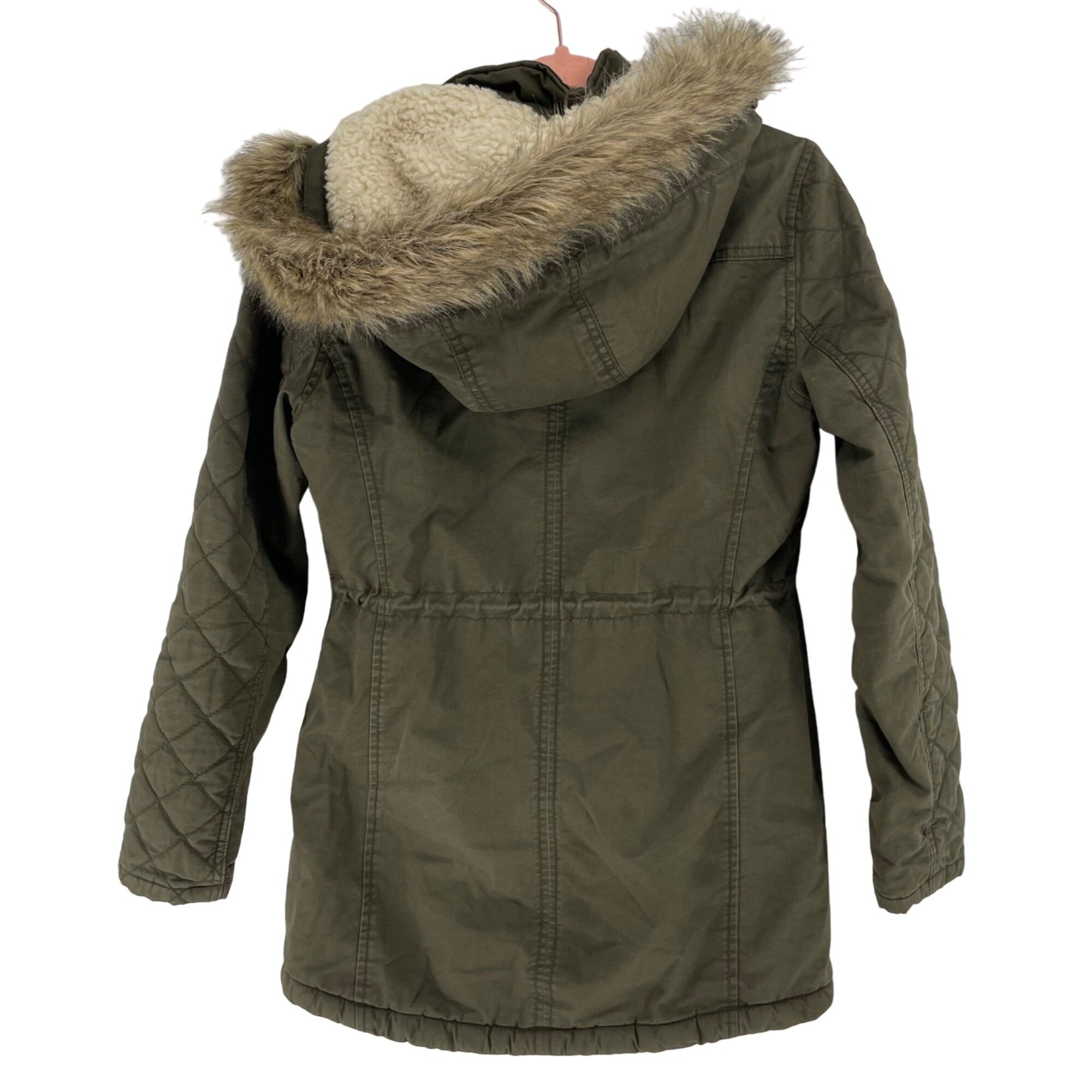 Gap Women's Size XS Army Green Parka Coat W/ Faux Fur Hood