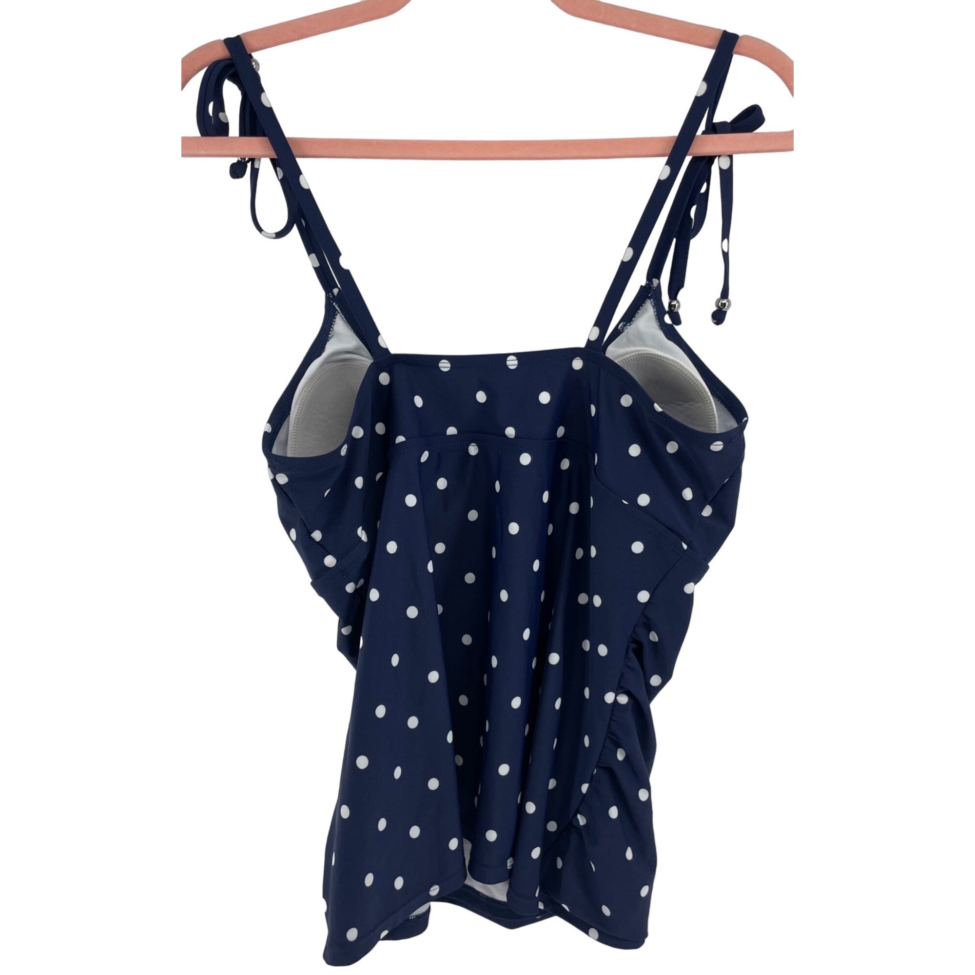 Kona Sol Women's Size Large Navy Blue & White Polka Dot Swimsuit Top