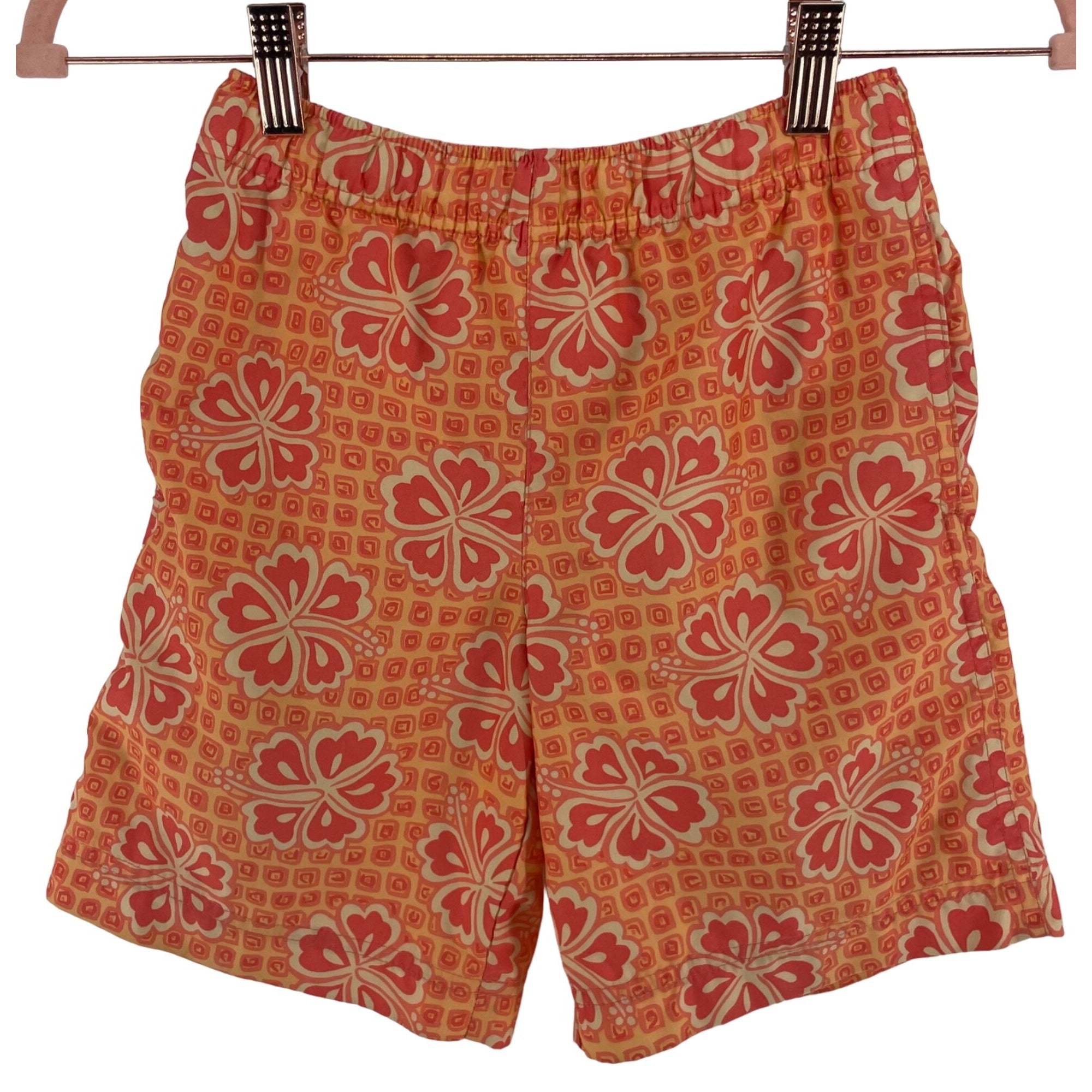 Land's End Boy's Size Large Orange Elastic Waist Drawstring Swim Trunk Shorts