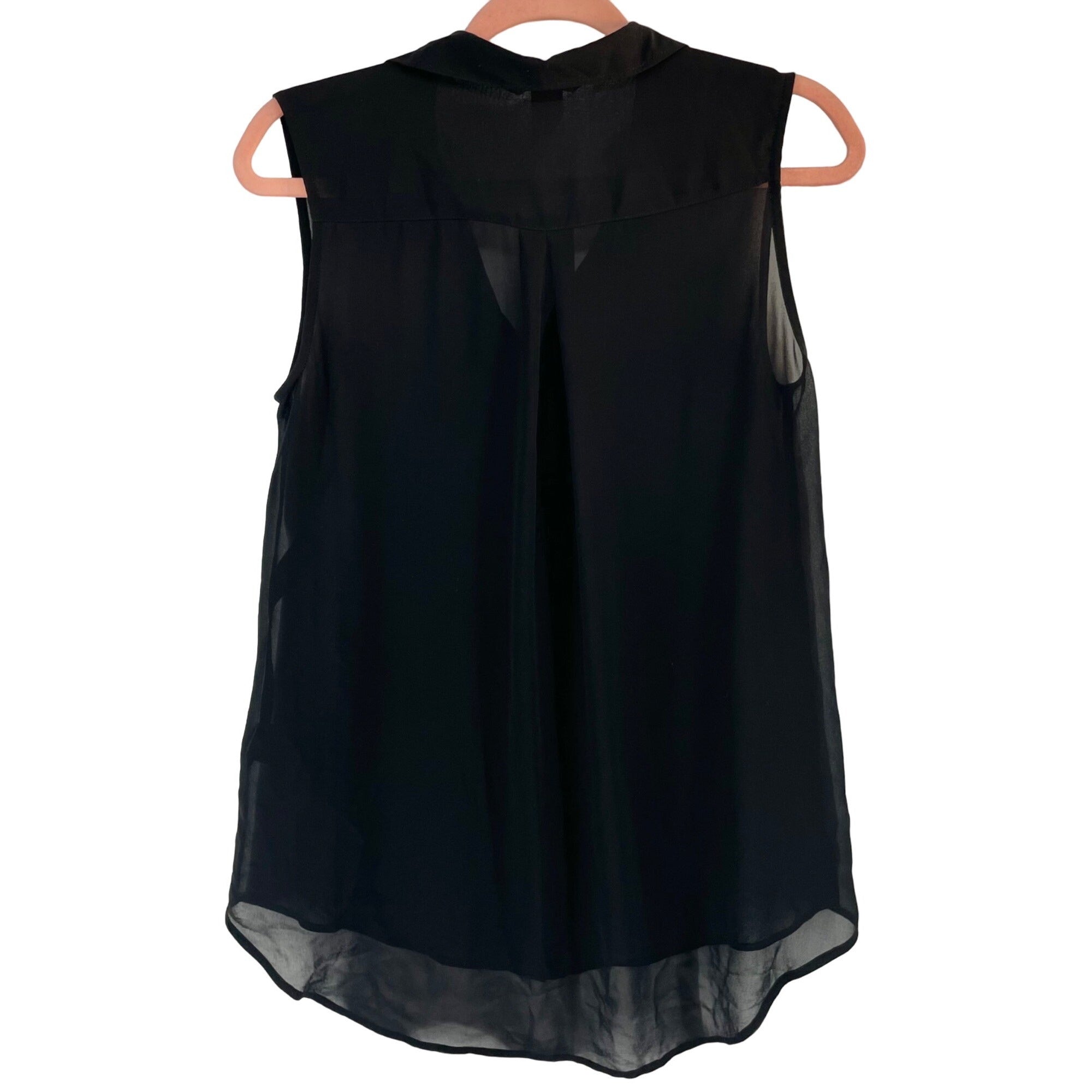 H&M Women's Size 6 Black Button-Down Collared Sleeveless Sheer Tank