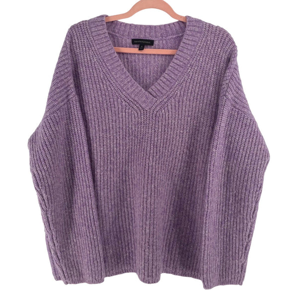 Banana Republic Women's Size XL Light Purple V-Neck Merino Wool Blend Knit Sweater