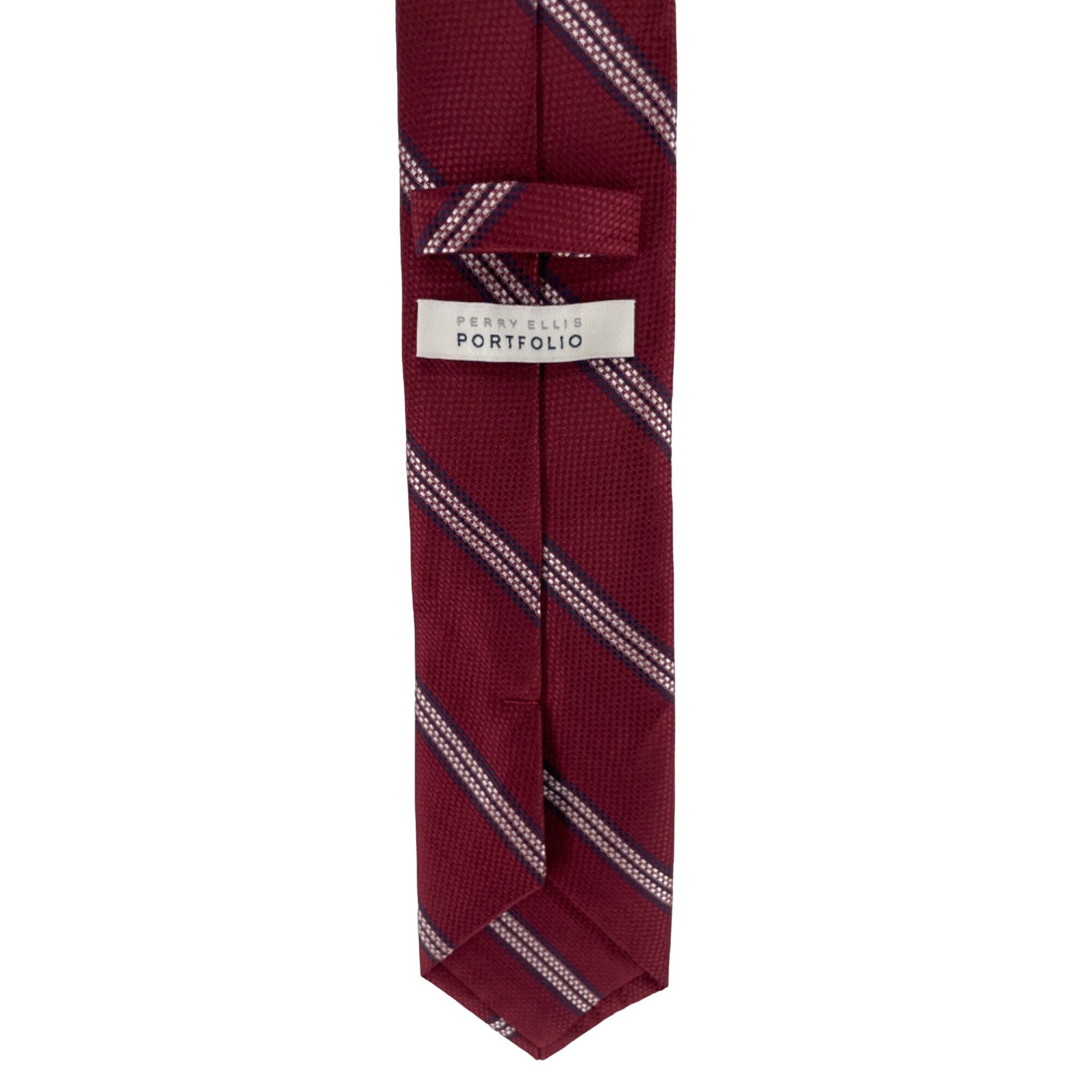 Perry Ellis Portfolio Men's Red, White & Navy Striped Dress Tie