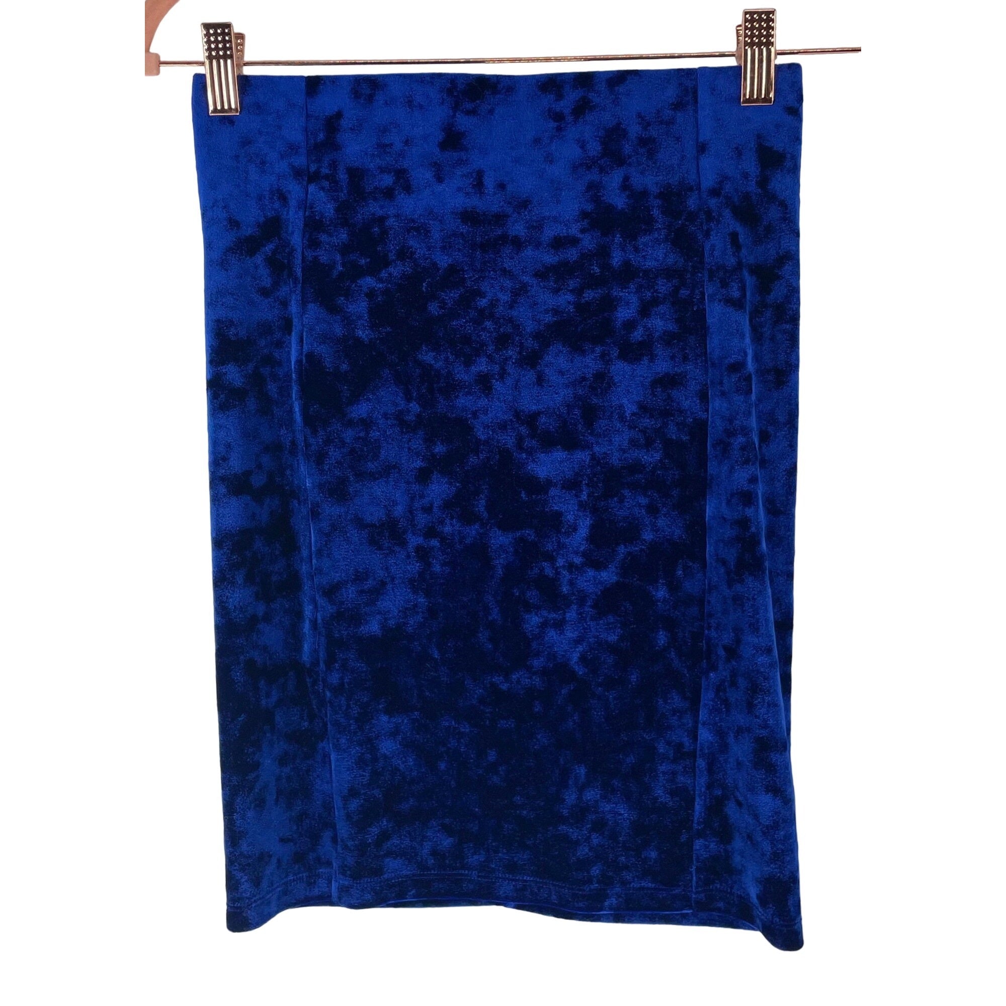 NWOT Forever 21 Women's Size Small Bodycon Cobalt Blue Crushed Velvet/Velour Midi Skirt