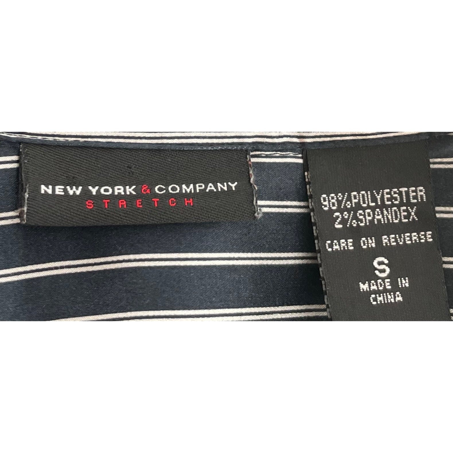 New York & Company Women's Size Small Navy/White Satin Pajama Shirt