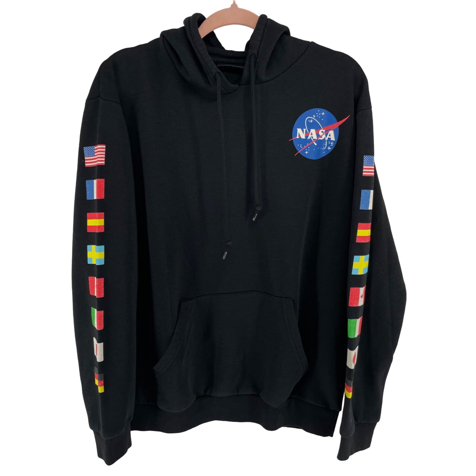 Chemistry Men's Size Medium Black/Multi-Colored Drawstring Hoodie Nasa Sweatshirt